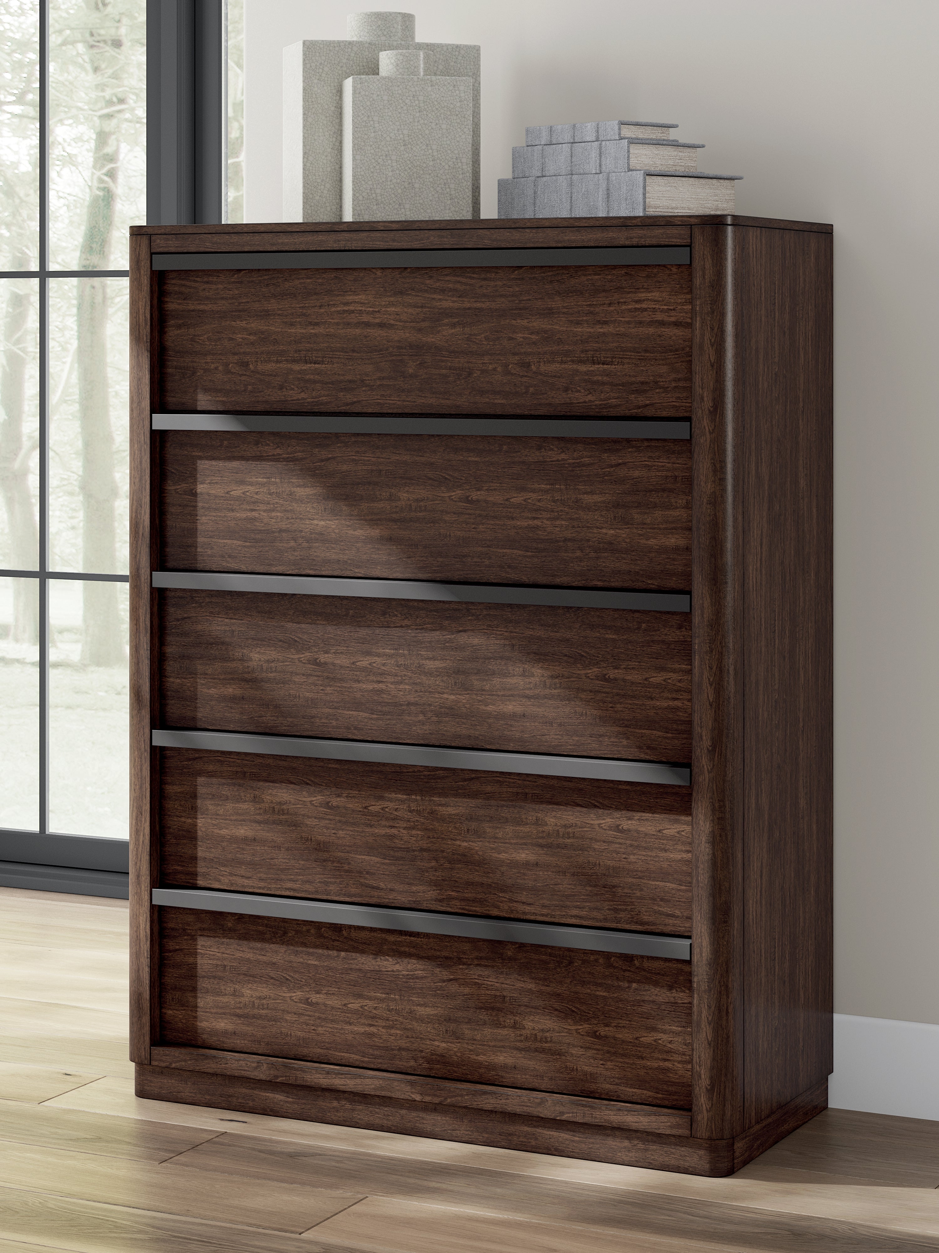 Orleans Furniture - Ashley Furniture - Dilenno Bedroom - Five Drawer Chest / Dark Brown - PCB857-46