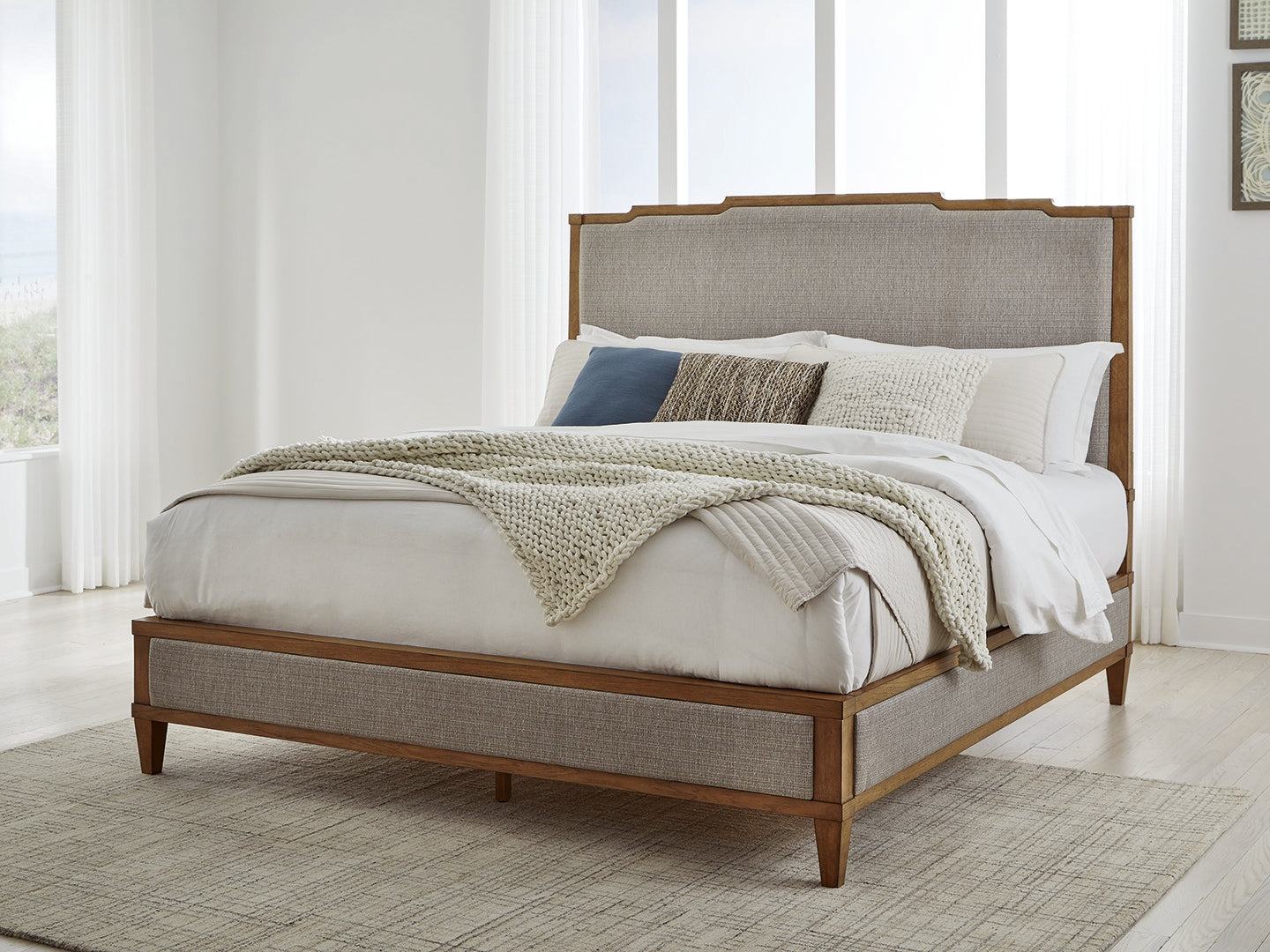 Orleans Furniture - Ashley Furniture - Sharlance Bedroom - California King Upholstered Panel Bed / Light Brown - B895B7