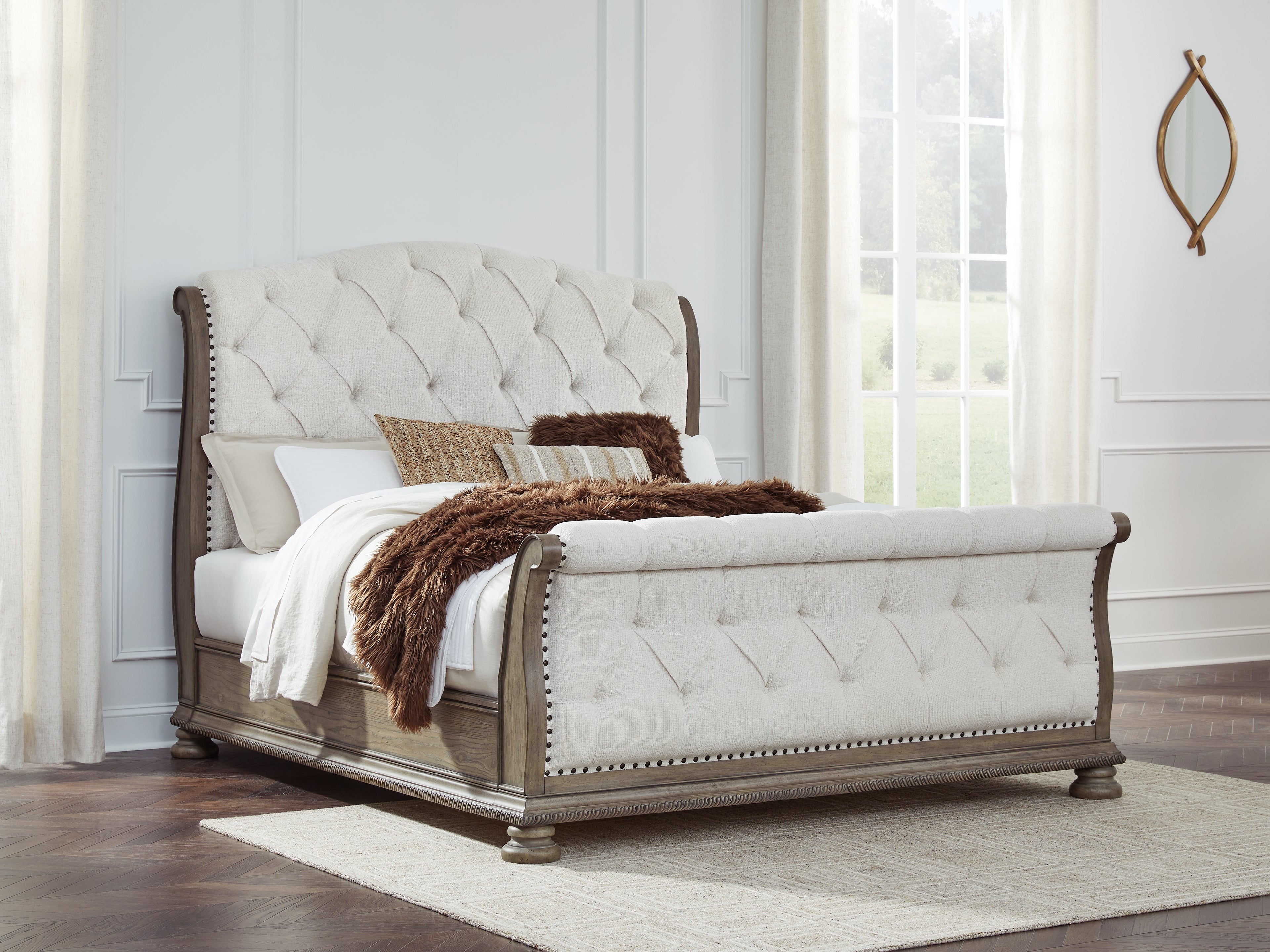 Orleans Furniture - Ashley Furniture - Ardenfield Bedroom - California King Upholstered Sleigh Bed / Light Brown - B944B5
