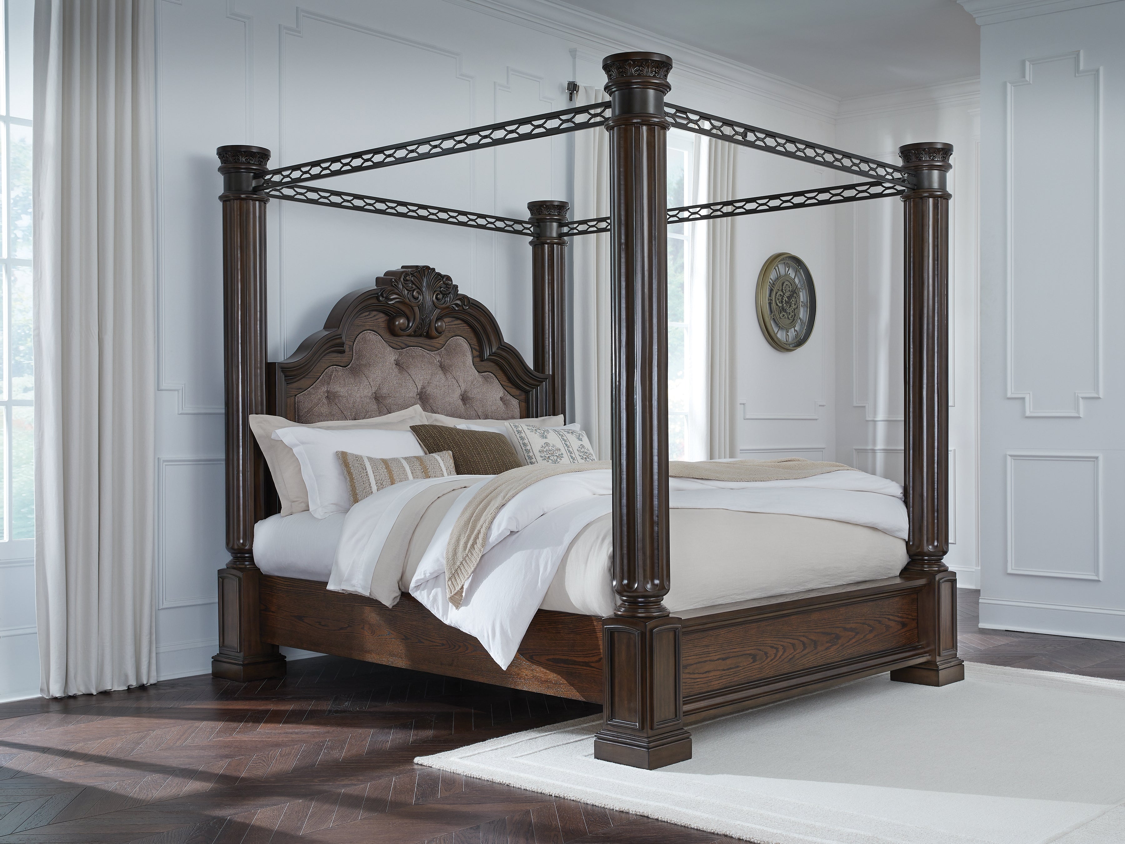 Orleans Furniture - Ashley Furniture - Maylee Bedroom - King Canopy Bed / Dark Brown - B947B10