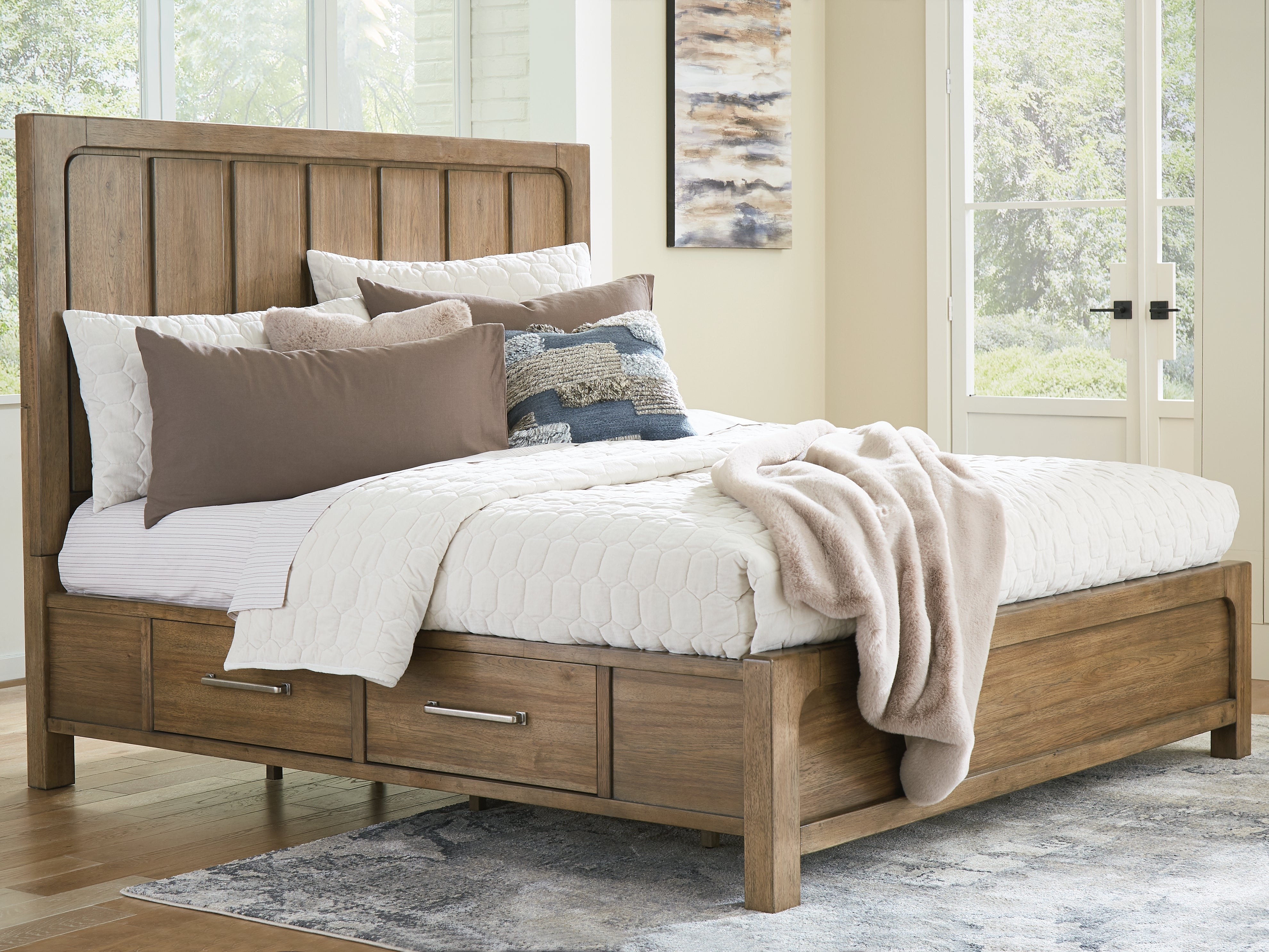Orleans Furniture - Ashley Furniture - Cabalynn Bedroom - King Panel Bed with Storage / Light Brown - B974B8