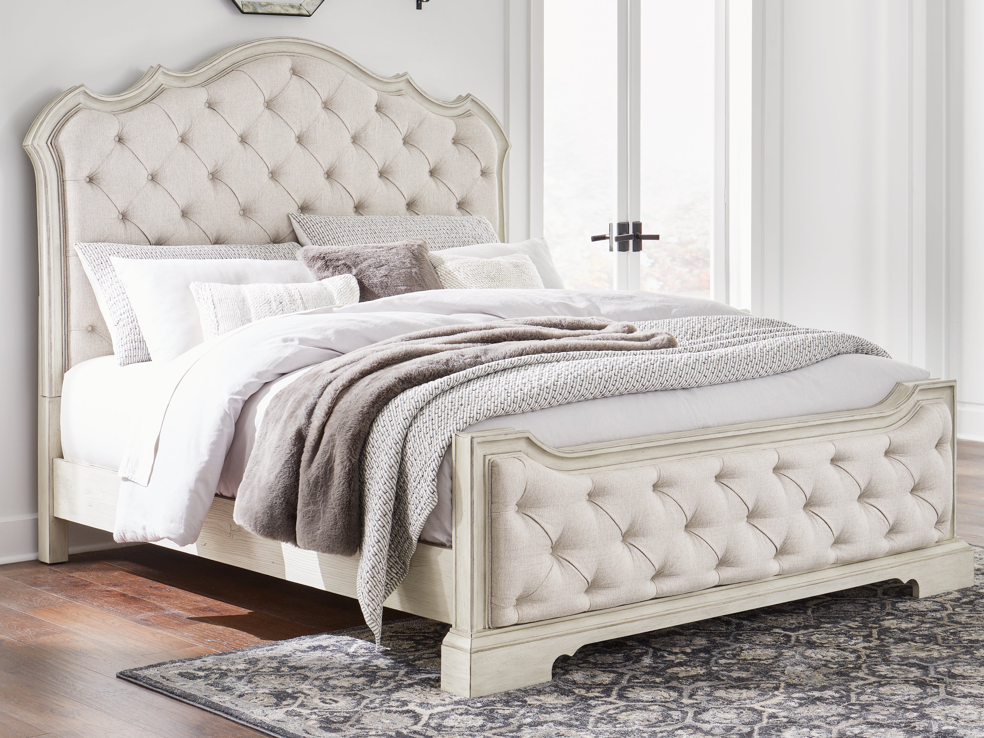 Orleans Furniture - Ashley Furniture - Arlendyne Bedroom - California King Upholstered Bed / Antique White - B980B5