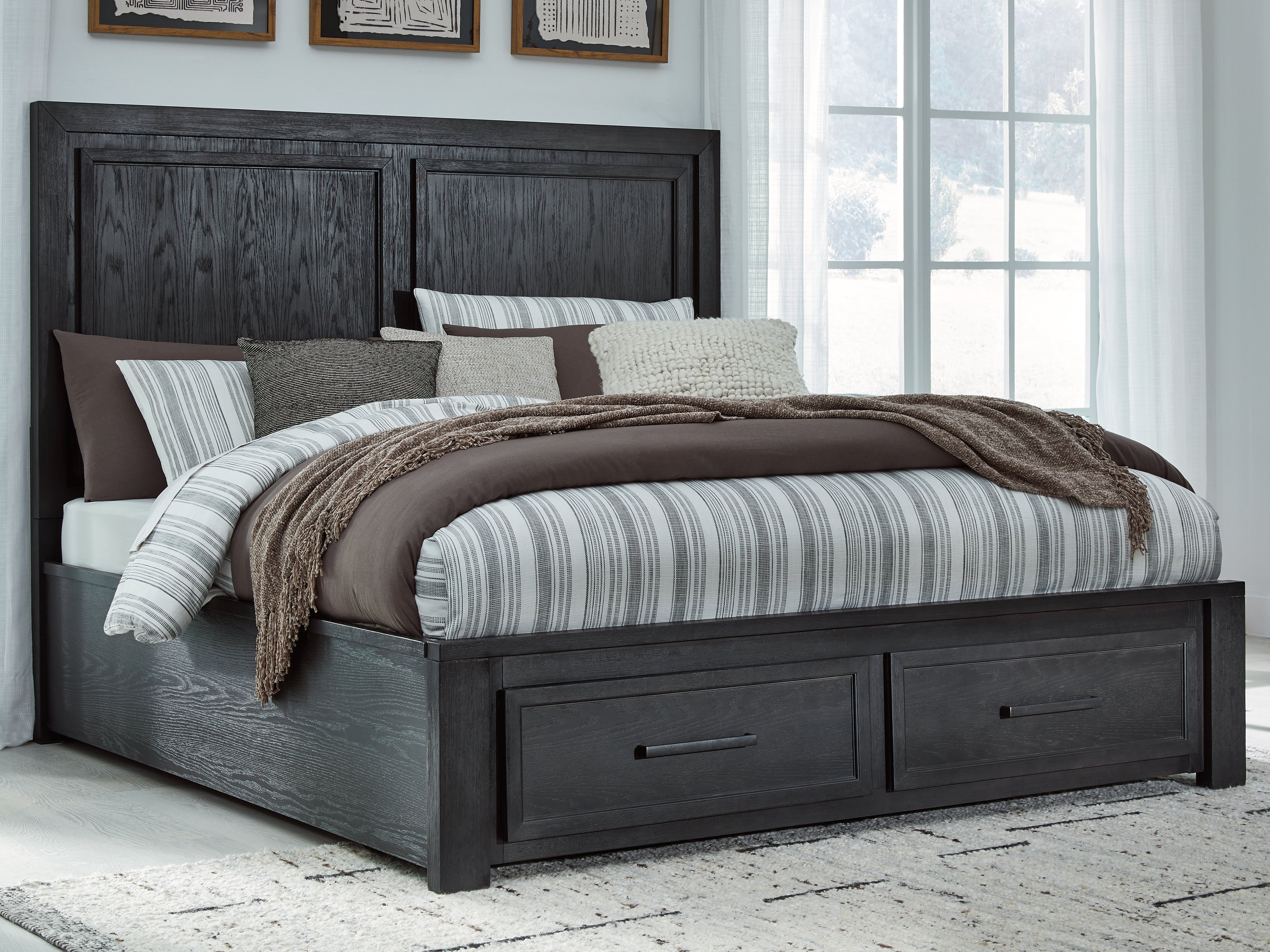 Orleans Furniture - Ashley Furniture - Foyland Bedroom - California King Panel Storage Bed / Black/Brown - B989B5