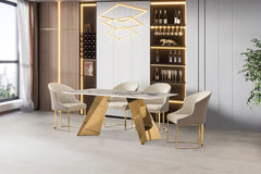 D2220 7 Piece Marble Top Dining Table