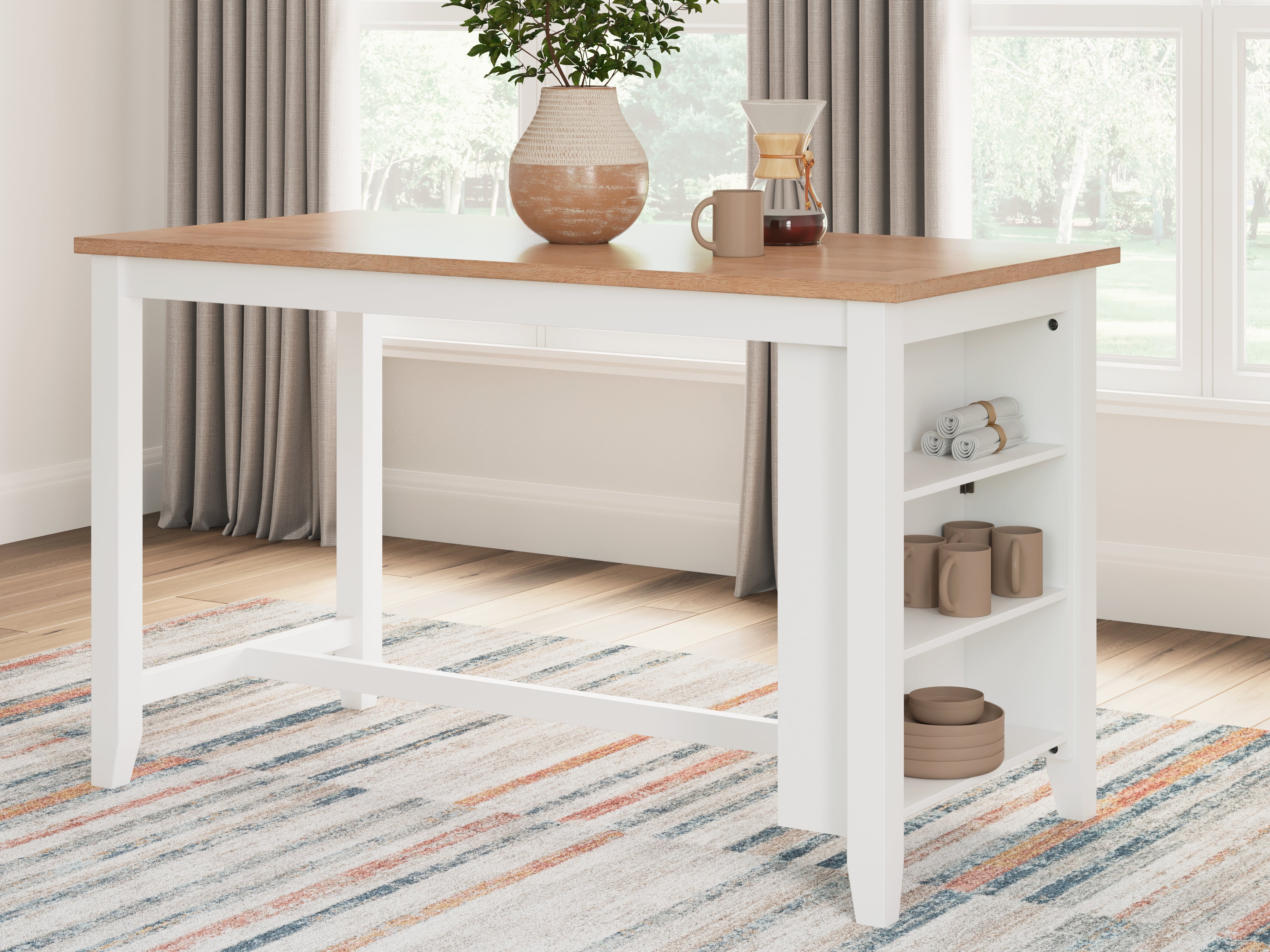 Orleans Furniture - Ashley Furniture - Gesthaven Dining Room - RECT Dining Room Counter Table / Natural/White - D398-13