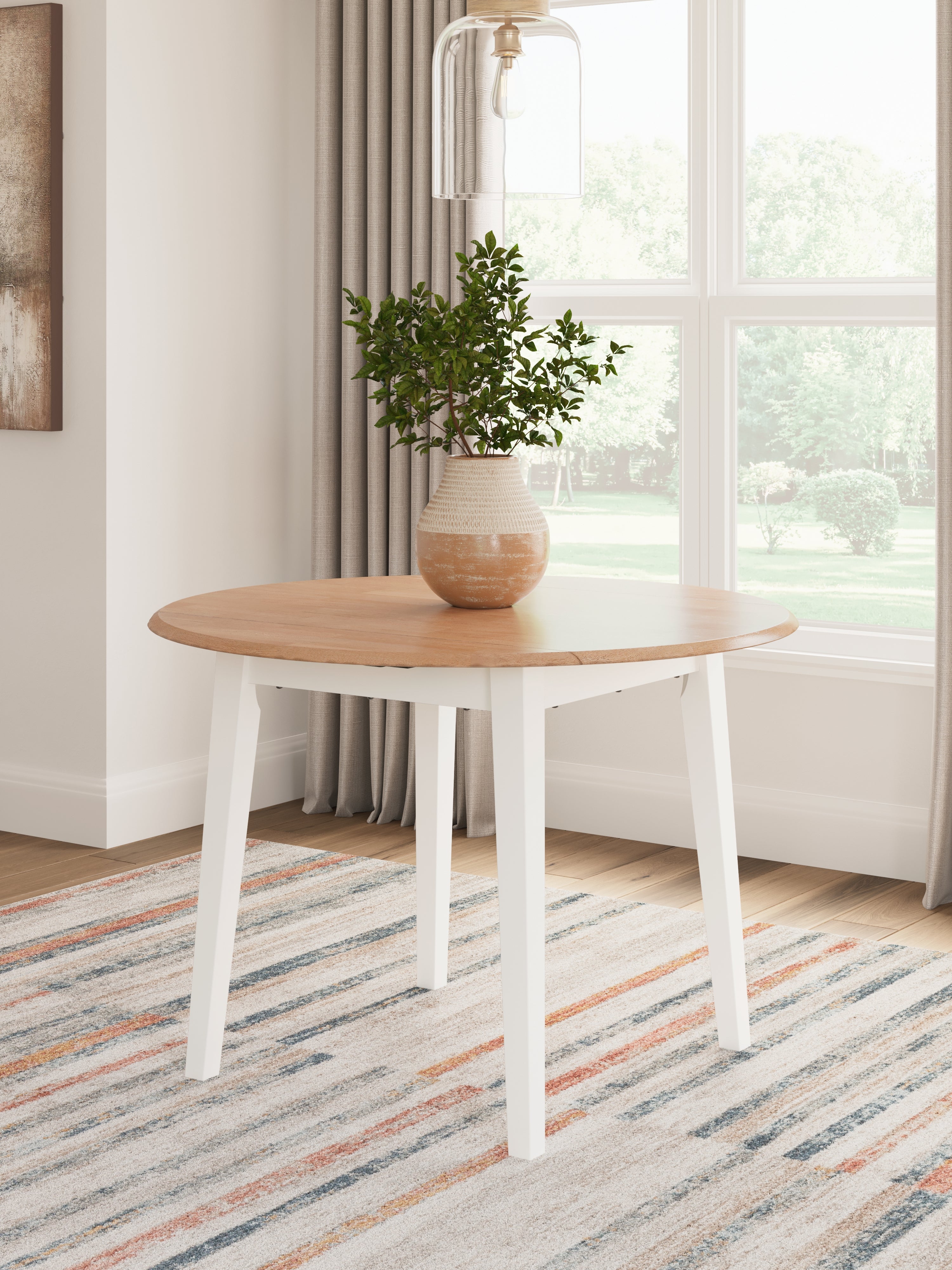 Orleans Furniture - Ashley Furniture - Gesthaven Dining Room - Round DRM Drop Leaf Table / Natural/White - D398-15
