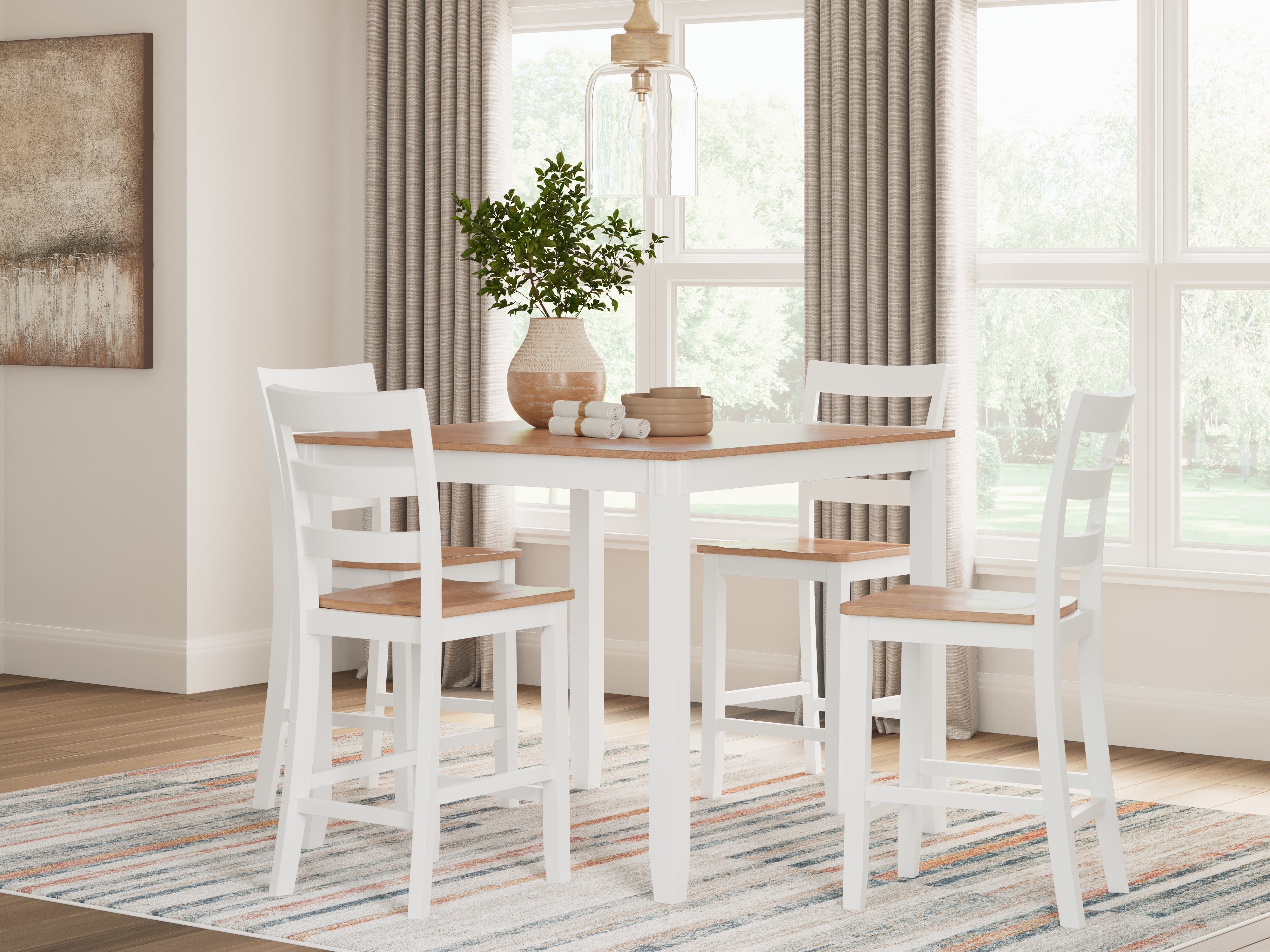 Orleans Furniture - Ashley Furniture - Gesthaven Dining Room - DRM Counter Table Set (5/CN) / Natural/White - D398-223
