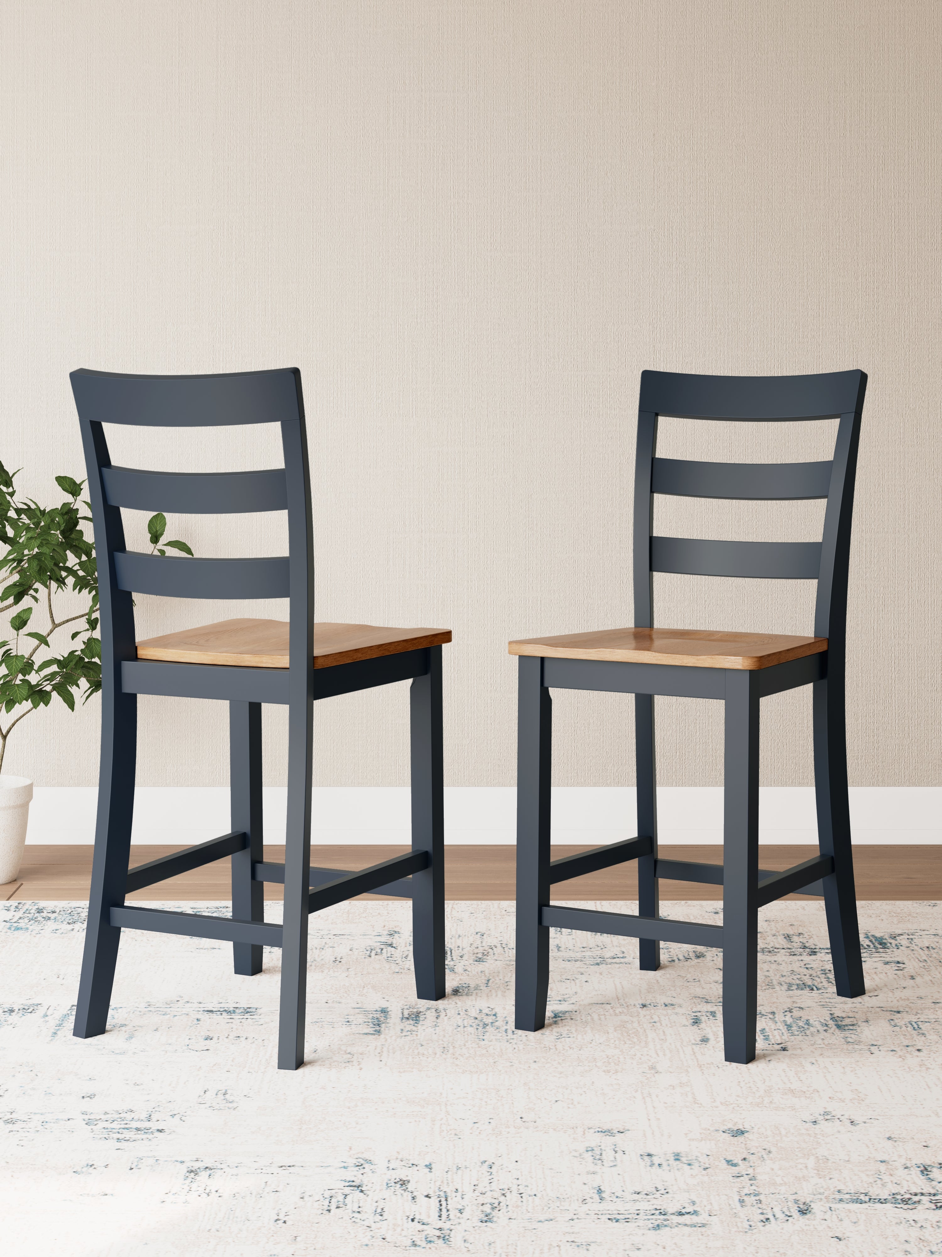 Orleans Furniture - Ashley Furniture - Gesthaven Dining Room - Counter Height Barstool (Set of 2) / Natural/Blue - D399-124X2