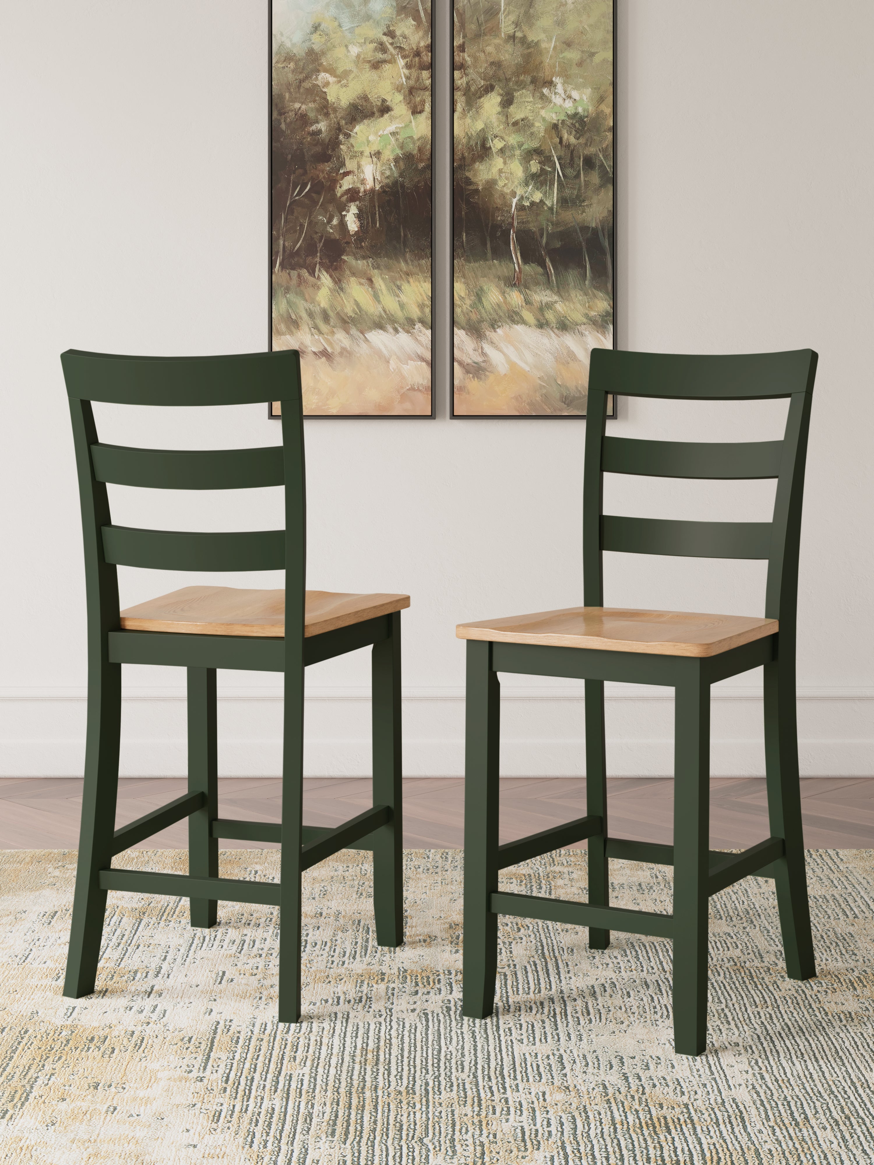 Orleans Furniture - Ashley Furniture - Gesthaven Dining Room - Counter Height Barstool (Set of 2) / Natural/Green - D401-124X2