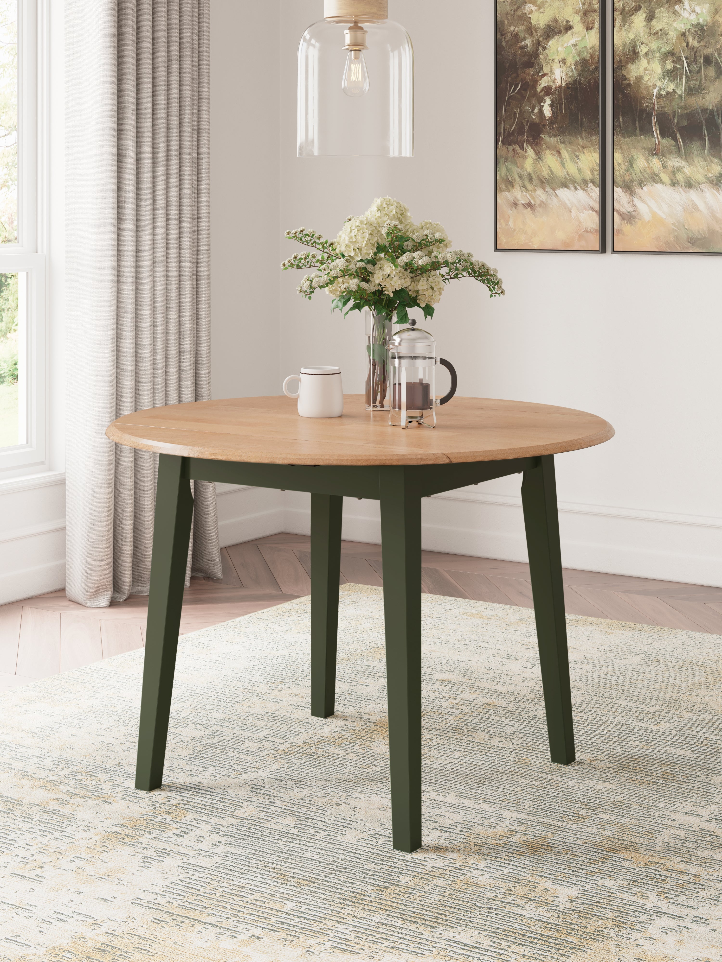 Orleans Furniture - Ashley Furniture - Gesthaven Dining Room - Round DRM Drop Leaf Table / Natural/Green - D401-15