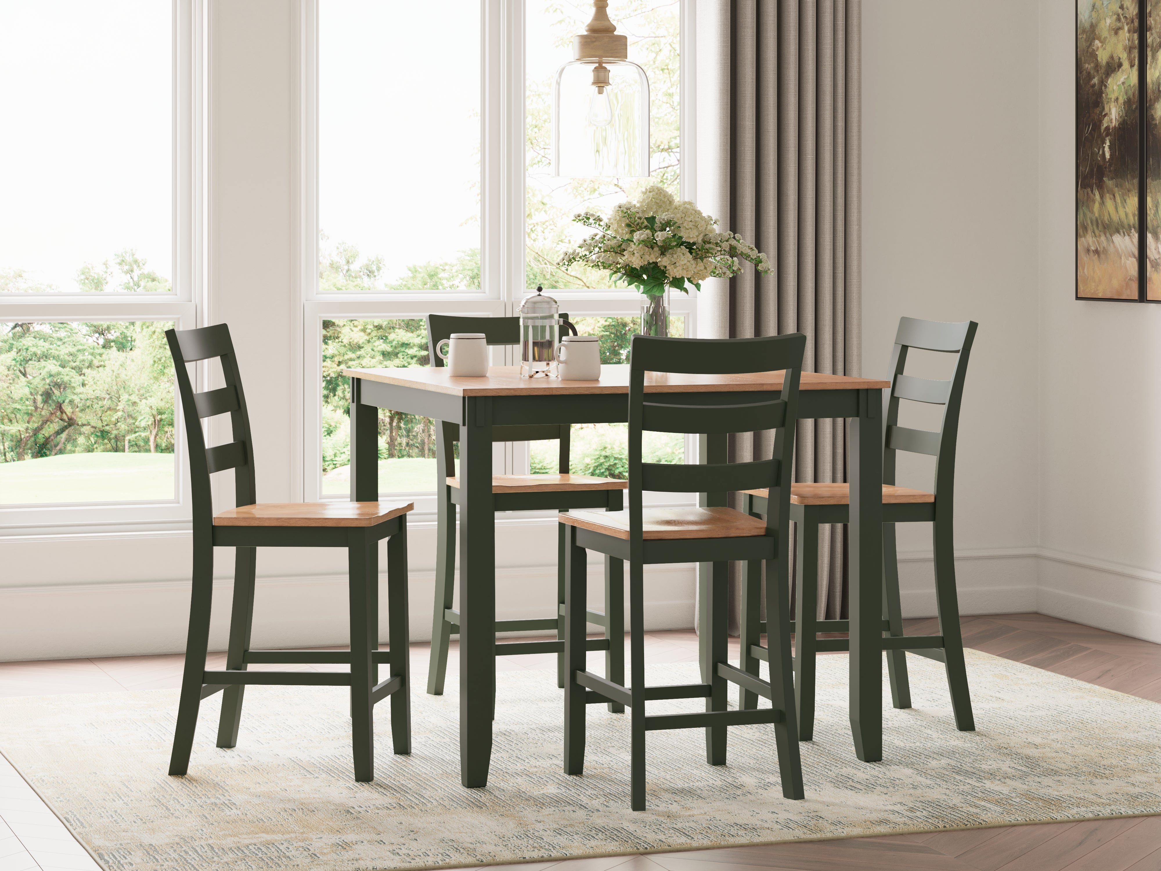 Orleans Furniture - Ashley Furniture - Gesthaven Dining Room - DRM Counter Table Set (5/CN) / Natural/Green - D401-223