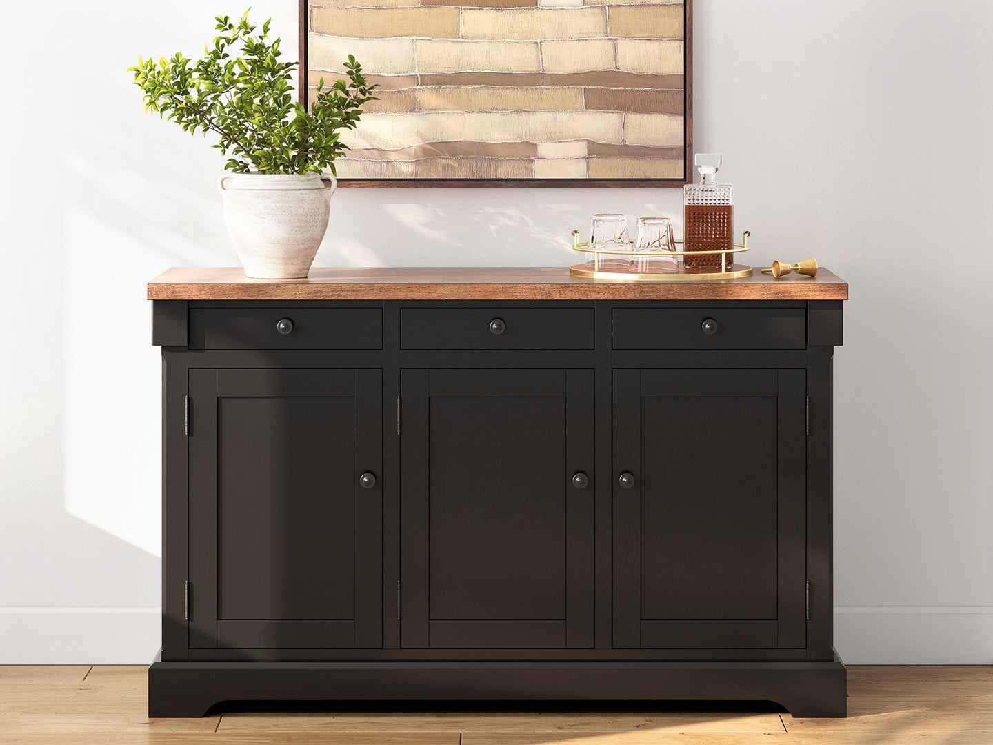 Orleans Furniture - Ashley Furniture - Wildenauer Dining Room - Dining Room Buffet / Brown/Black / 59"W x 18"D x 37"H - D634-80