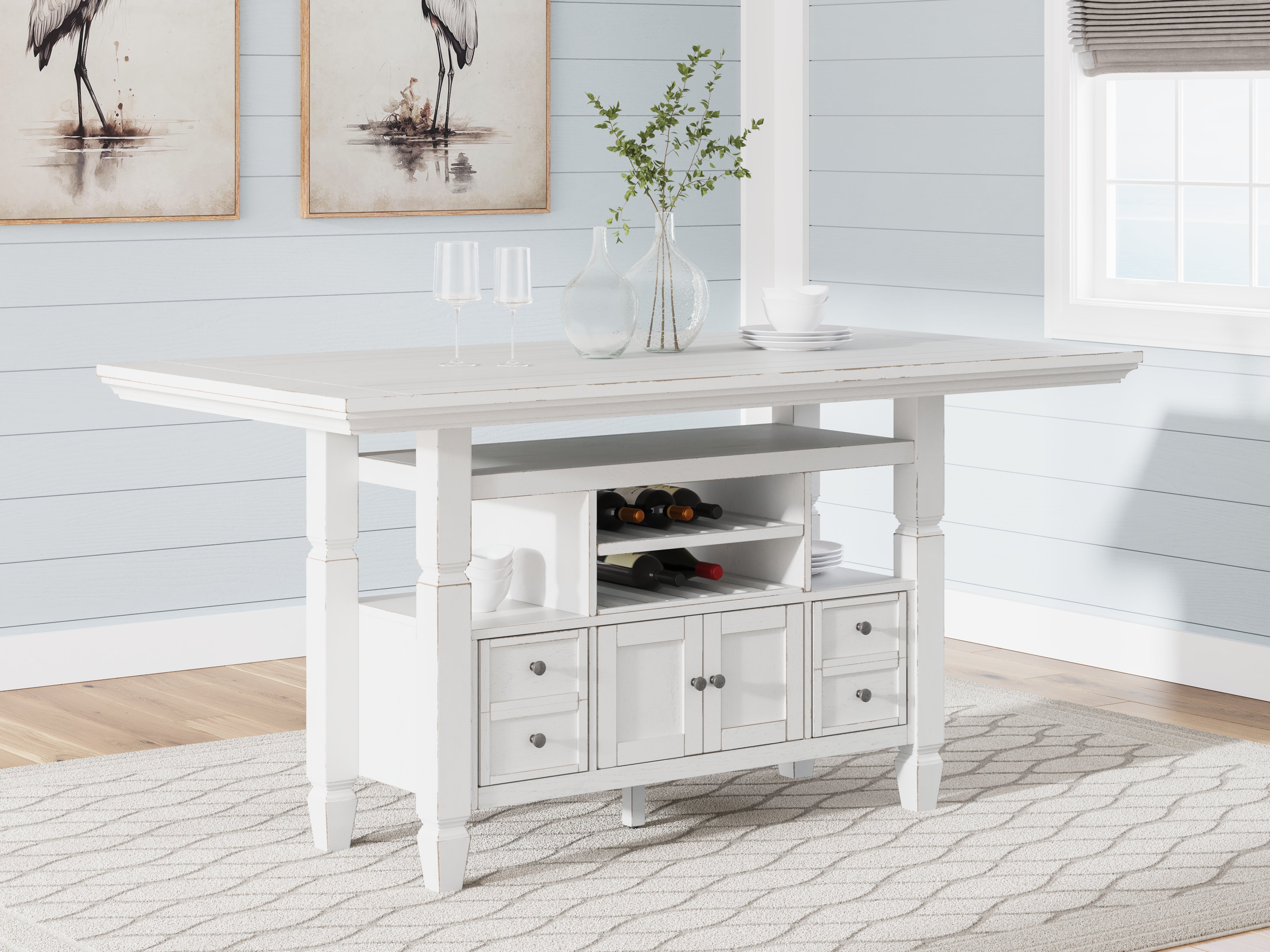 Orleans Furniture - Ashley Furniture - Robbinsdale Dining Room - Counter Height Dining Table / Antique White / 36"W x 72"D x 37"H - D642D7