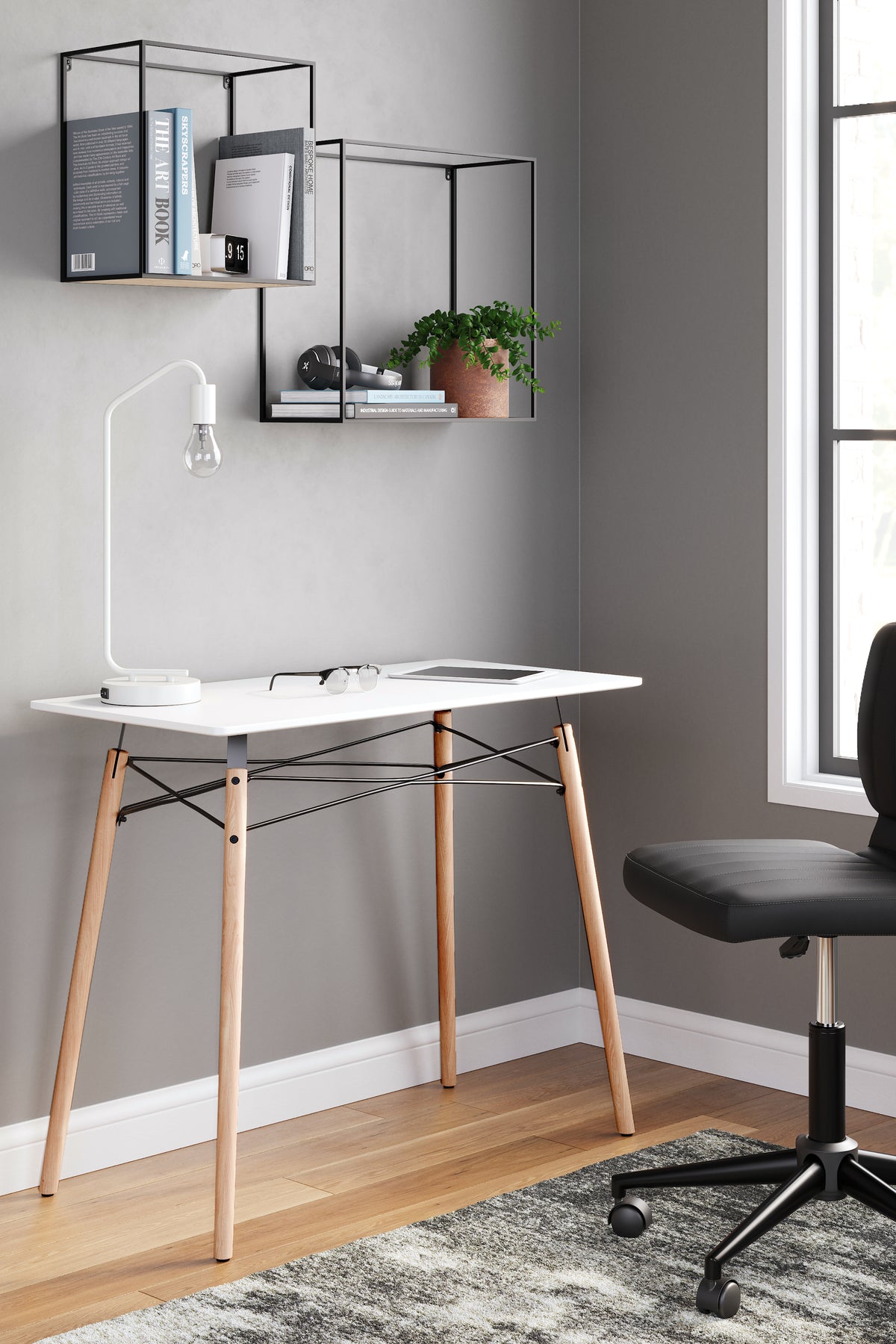 Orleans Furniture - Ashley Furniture - Jaspeni Office Desk - Home Office Desk / Black/Natural - H020-10