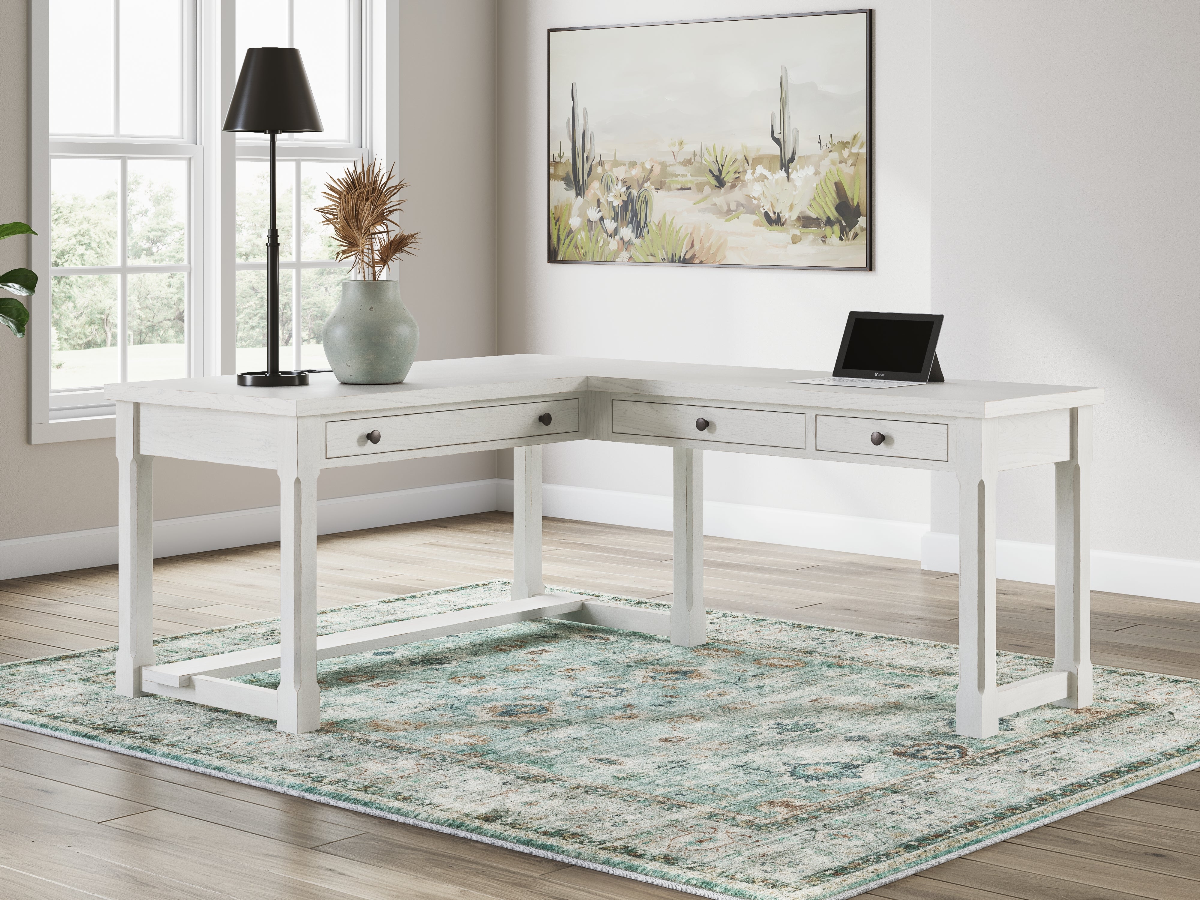 Orleans Furniture - Ashley Furniture - Robbinsdale Office Desk - L-Shaped Home Office Desk / Antique White - H742H1