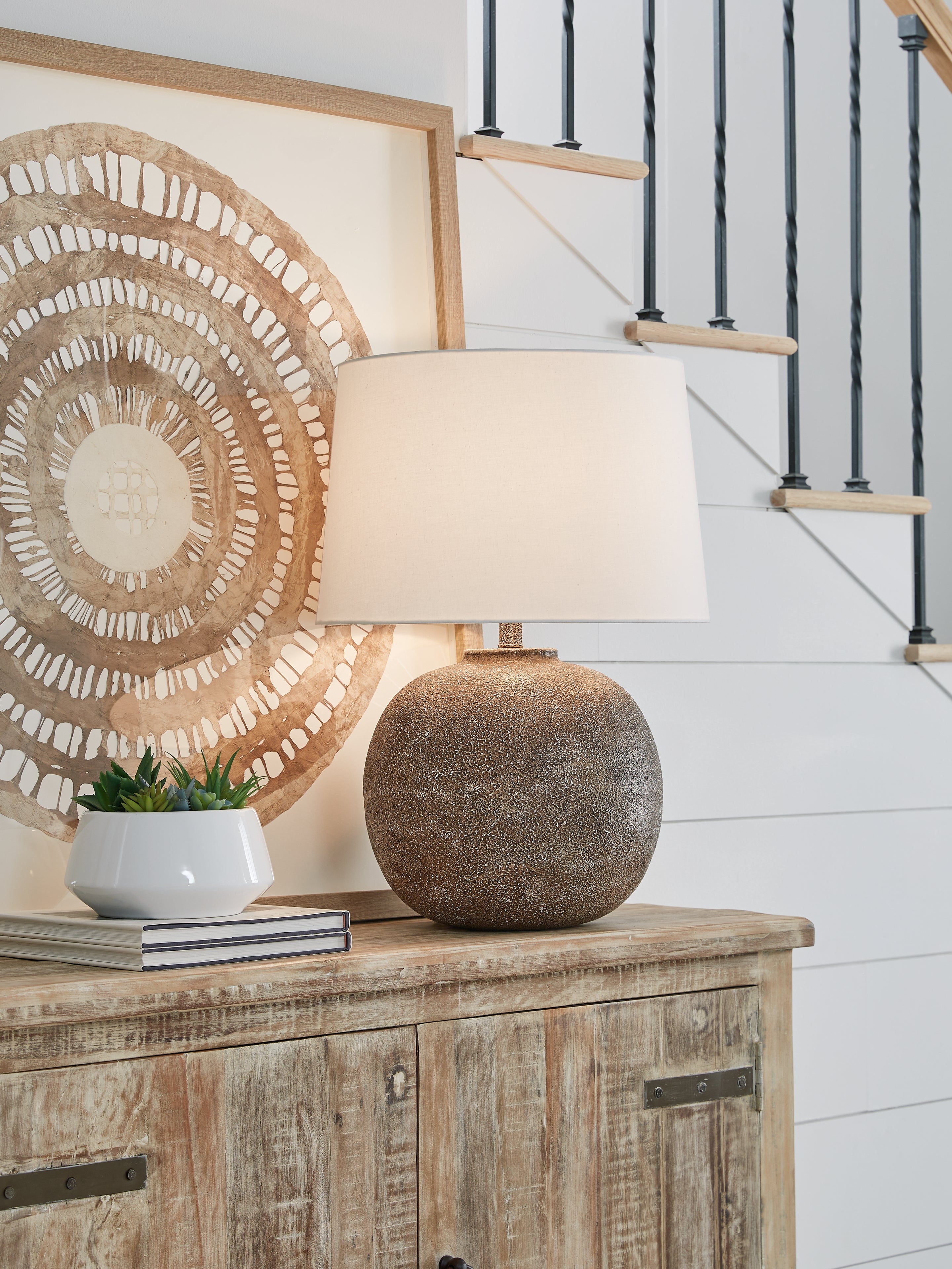 Orleans Furniture - Ashley Furniture - Neavesboro Lighting - 2-Piece Lamp Set / Antique Brown/White - L207484X2