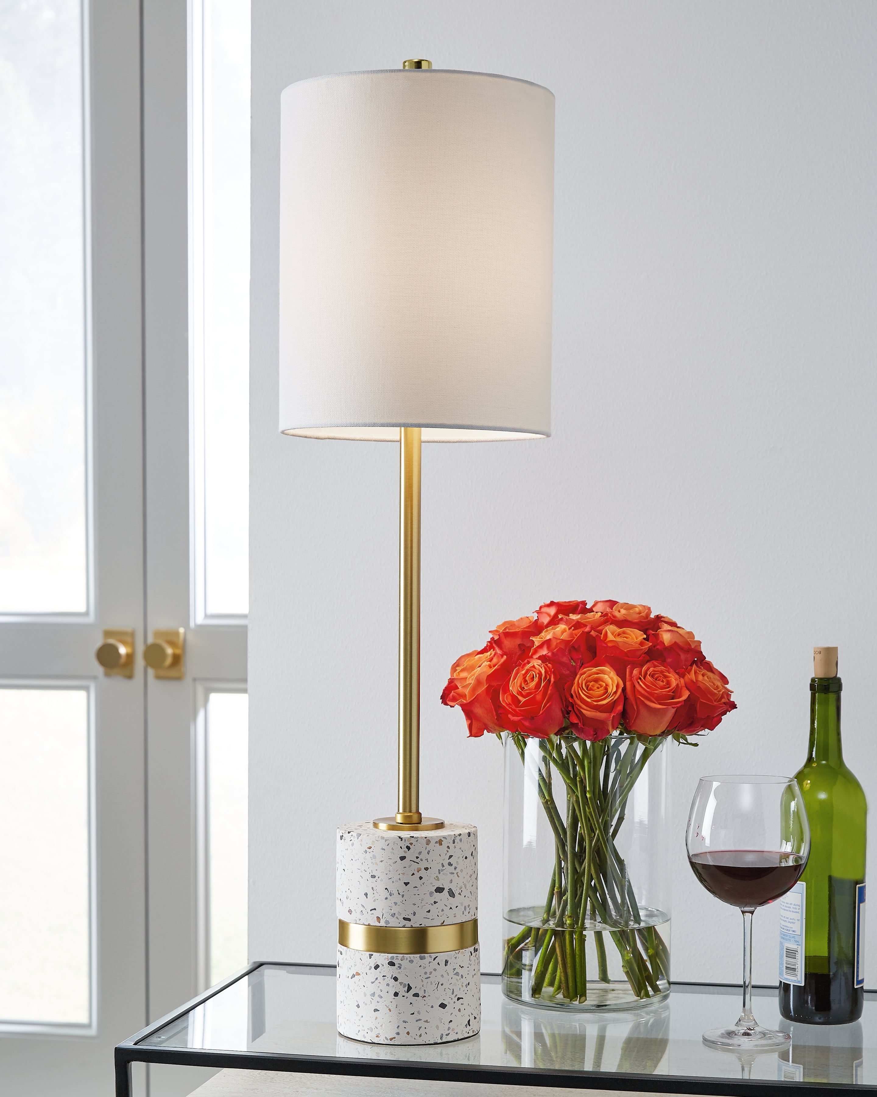 Orleans Furniture - Ashley Furniture - Maywick Lighting - Table Lamp (Set of 2) / White/Brass Finish - L235674X2