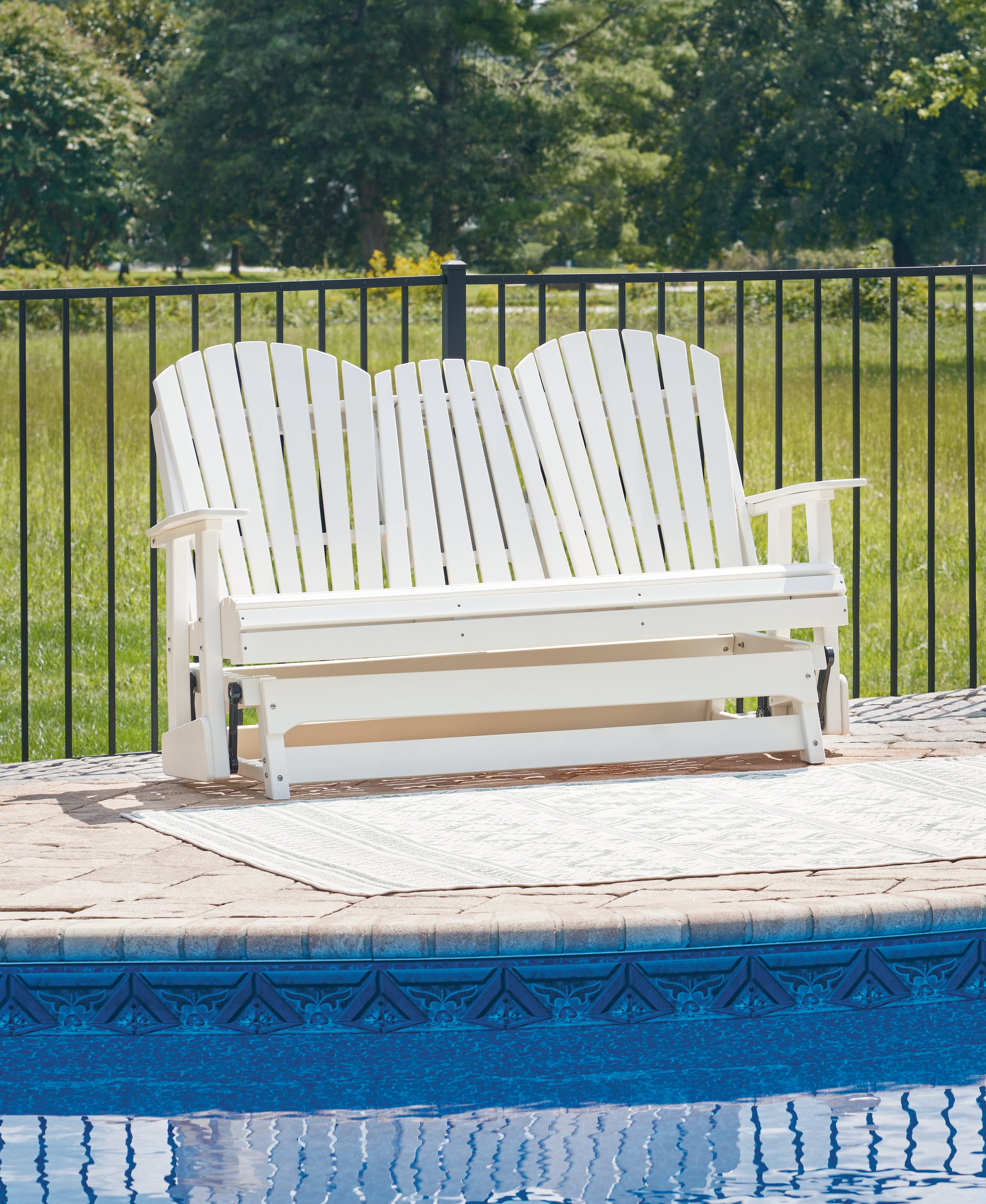 Orleans Furniture - Ashley Furniture - Hyland wave Outdoor - Glider Loveseat / White - P111-835
