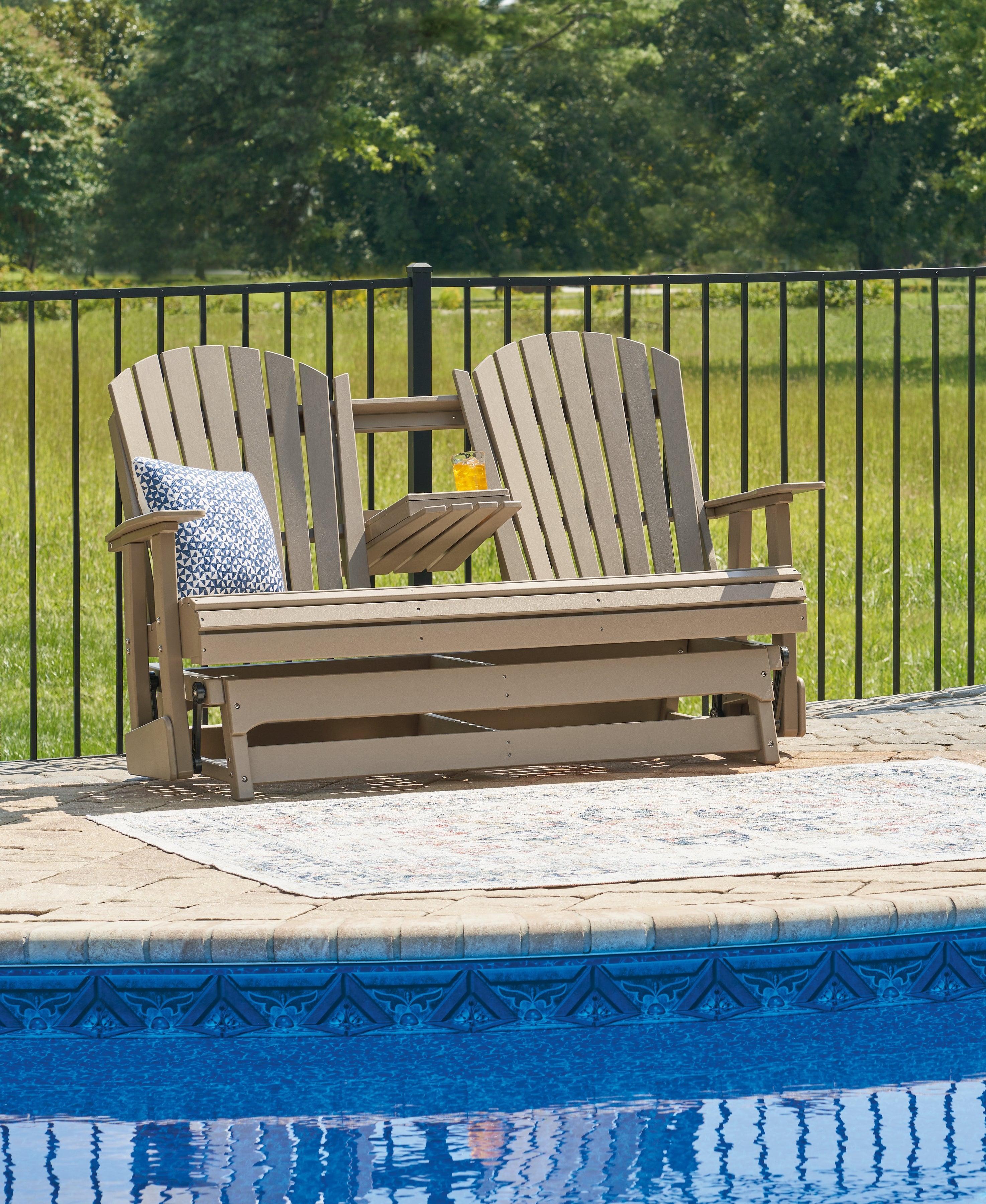 Orleans Furniture - Ashley Furniture - Hyland wave Outdoor - Glider Loveseat / Driftwood - P114-835