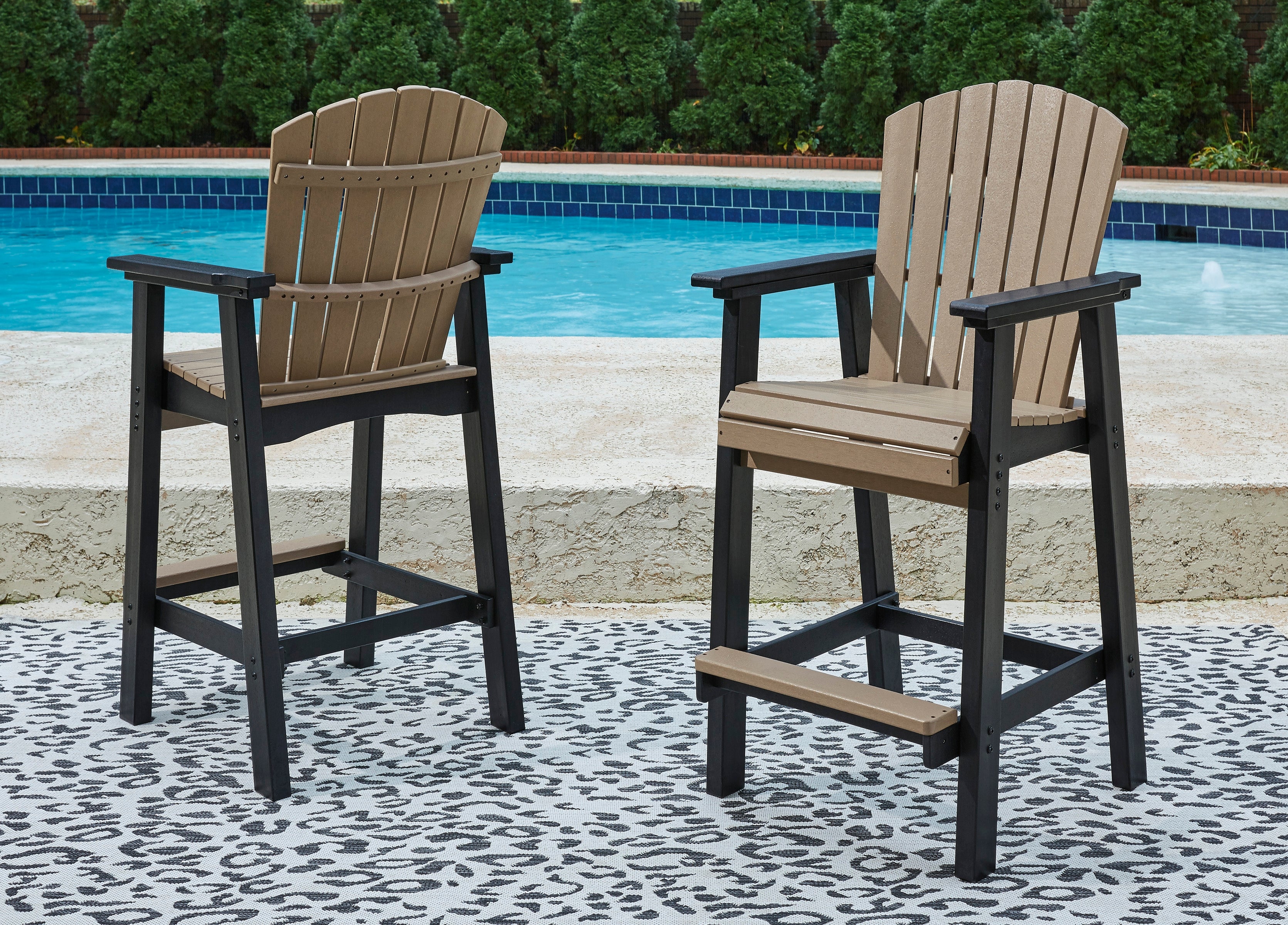 Orleans Furniture - Ashley Furniture - Fairen Trail Outdoor - Square Counter TBL w/UMB OPT / Black/Driftwood - P211-632