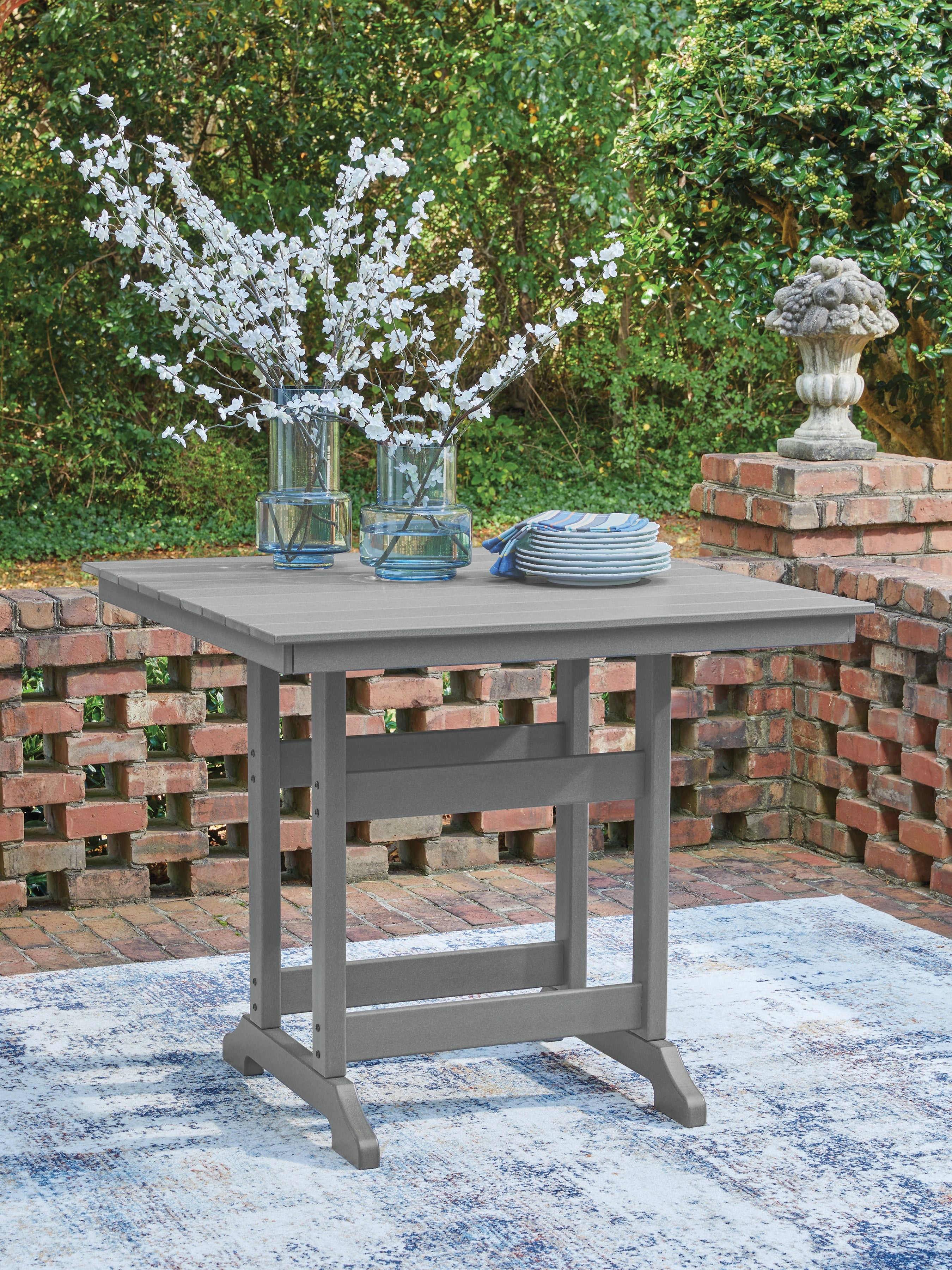 Orleans Furniture - Ashley Furniture - Sanctuary Beach Outdoor - Square Counter TBL w/UMB OPT / Dark Gray - PCP227-632