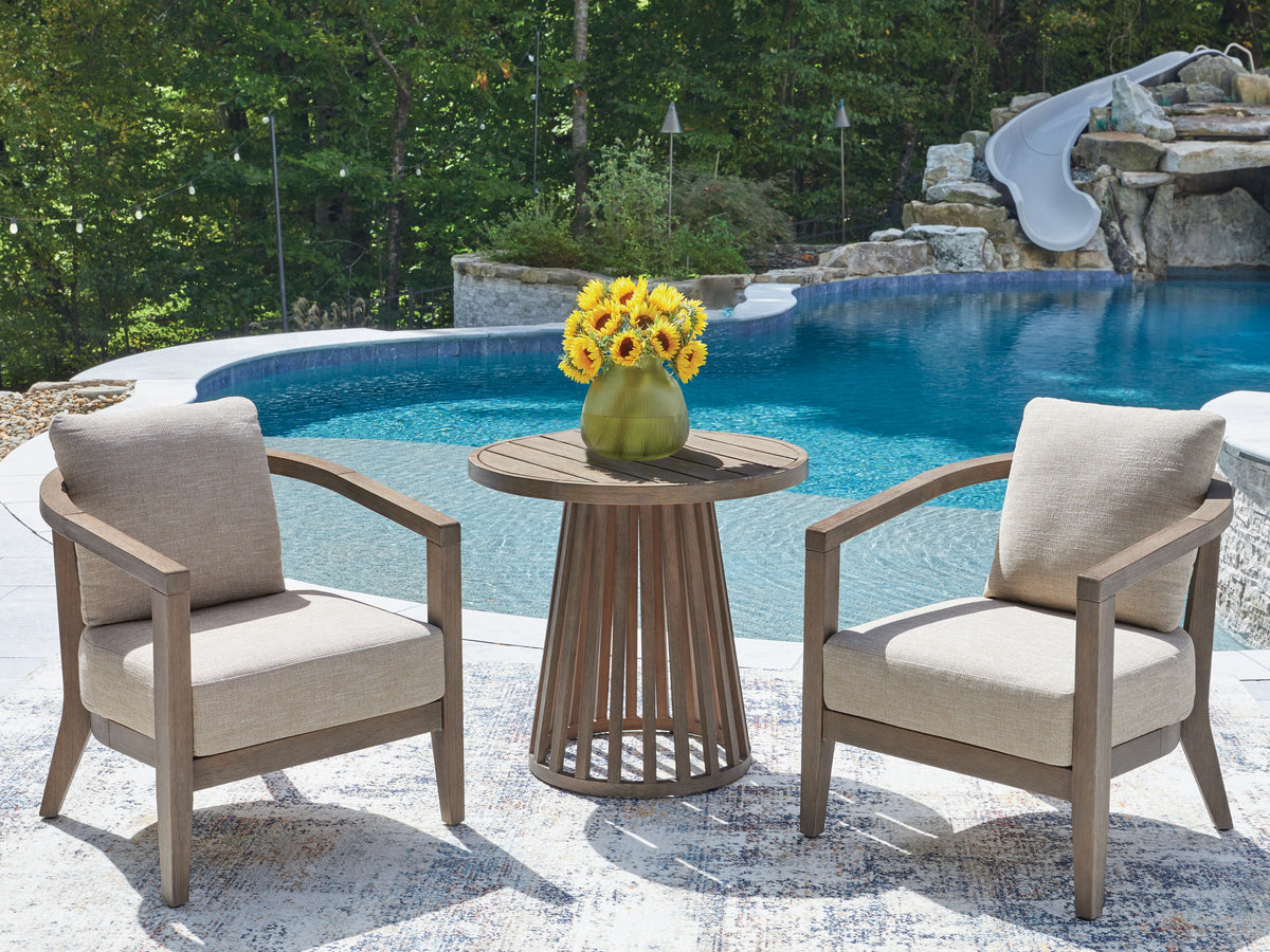 Orleans Furniture - Ashley Furniture - Joy Lagoon Outdoor - Chairs w/CUSH/Table Set (3/CN) - PCP310-050