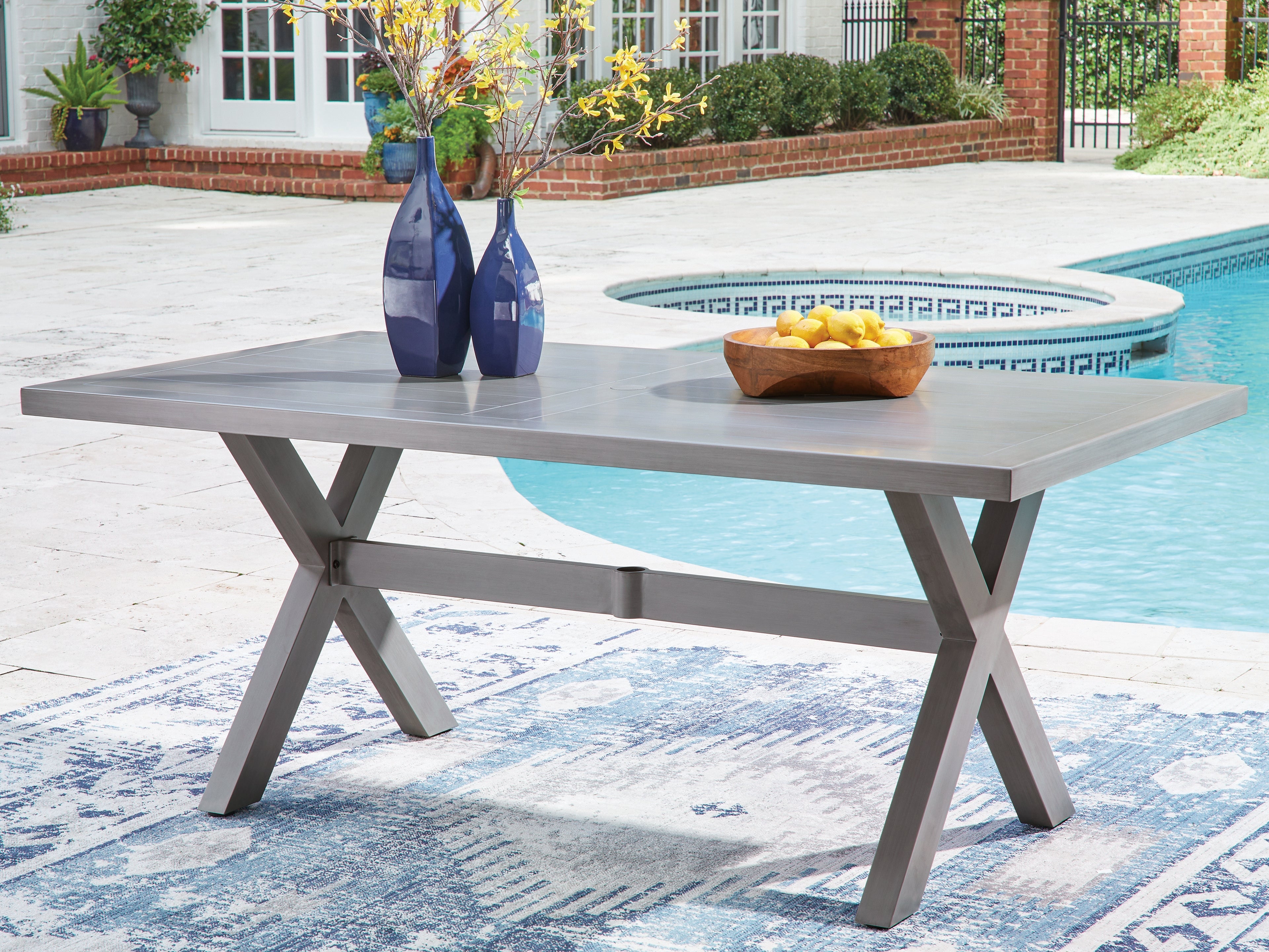 Orleans Furniture - Ashley Furniture - Half Moon Beach Outdoor - RECT Dining Table w/UMB OPT / Gray - PCP418-625