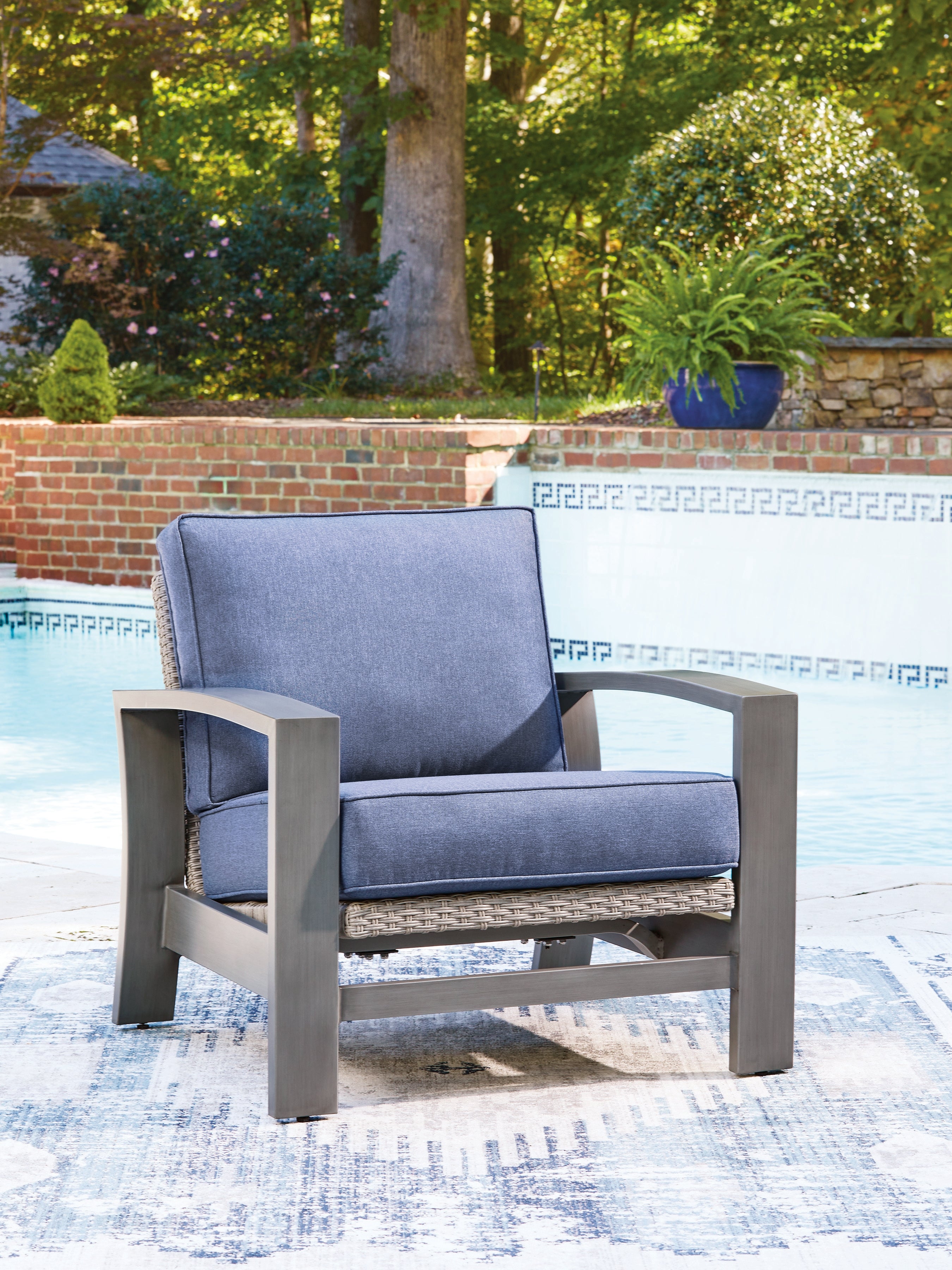Orleans Furniture - Ashley Furniture - Half Moon Beach Outdoor - Spring Lounge Chair / Blue/Gray - PCP418-820