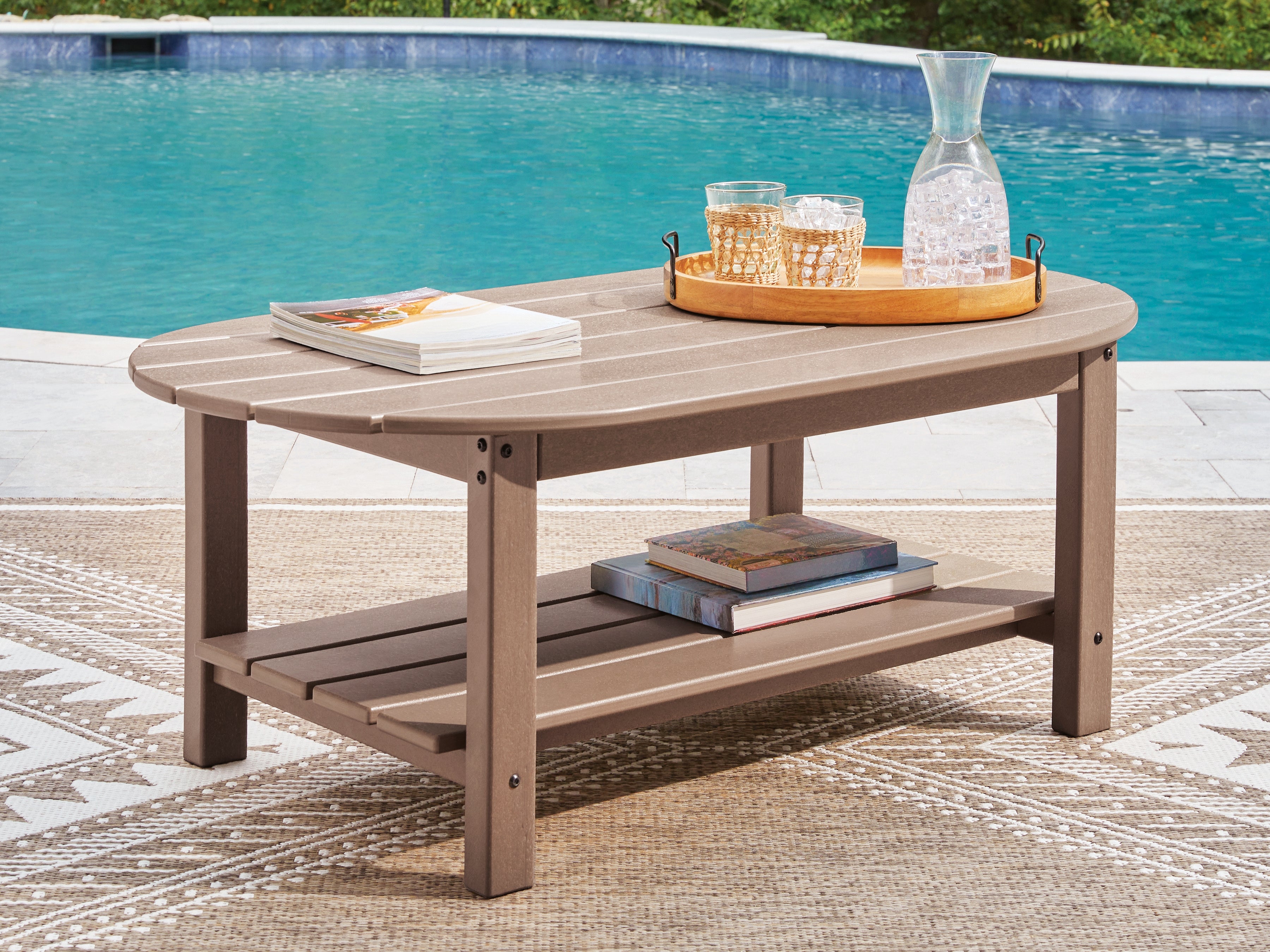 Orleans Furniture - Ashley Furniture - Grover Beach Outdoor - Oval Cocktail Table / Driftwood - PCP422-700