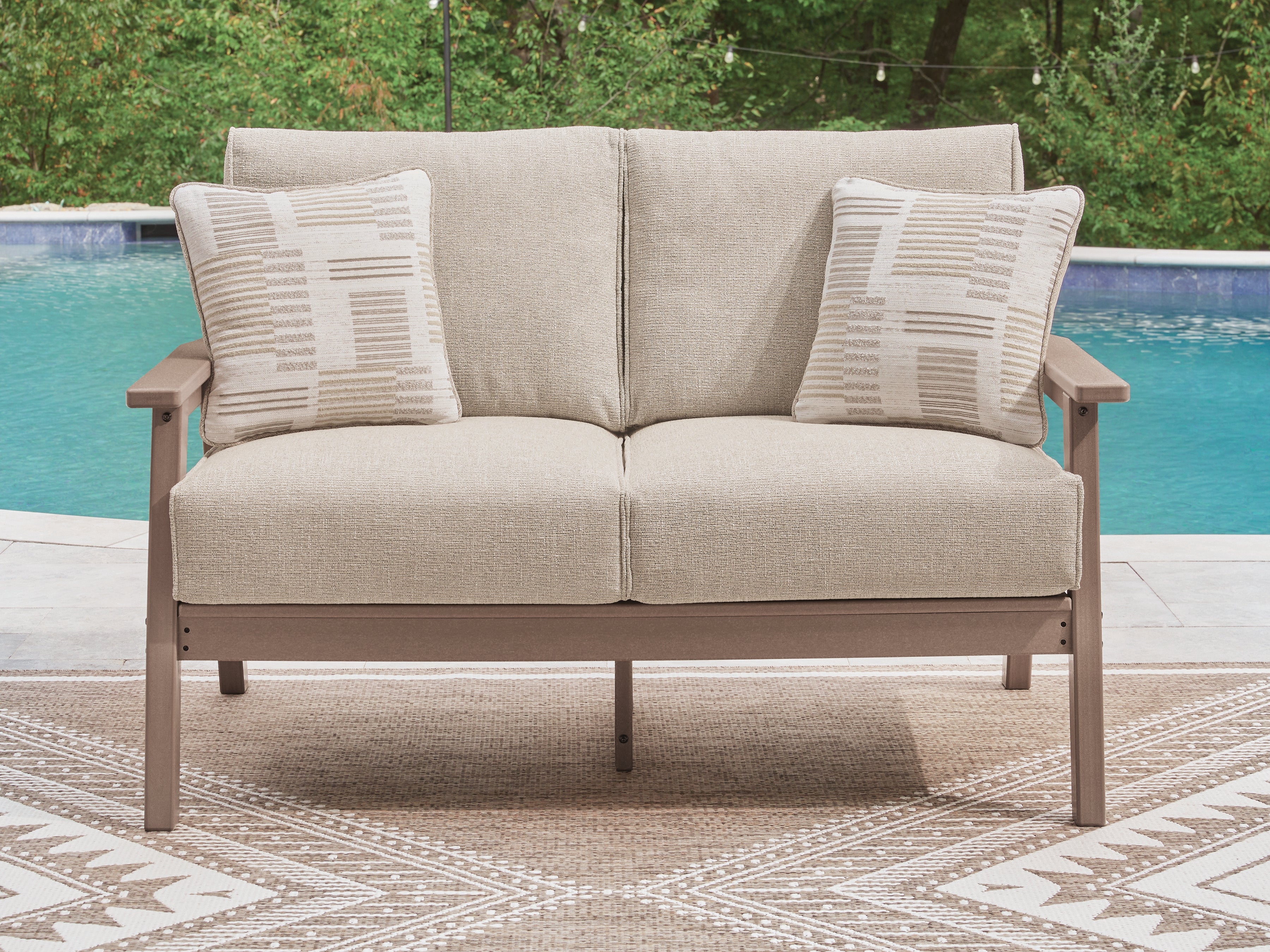 Orleans Furniture - Ashley Furniture - Grover Beach Outdoor - Loveseat w/Cushion / Driftwood - PCP422-835
