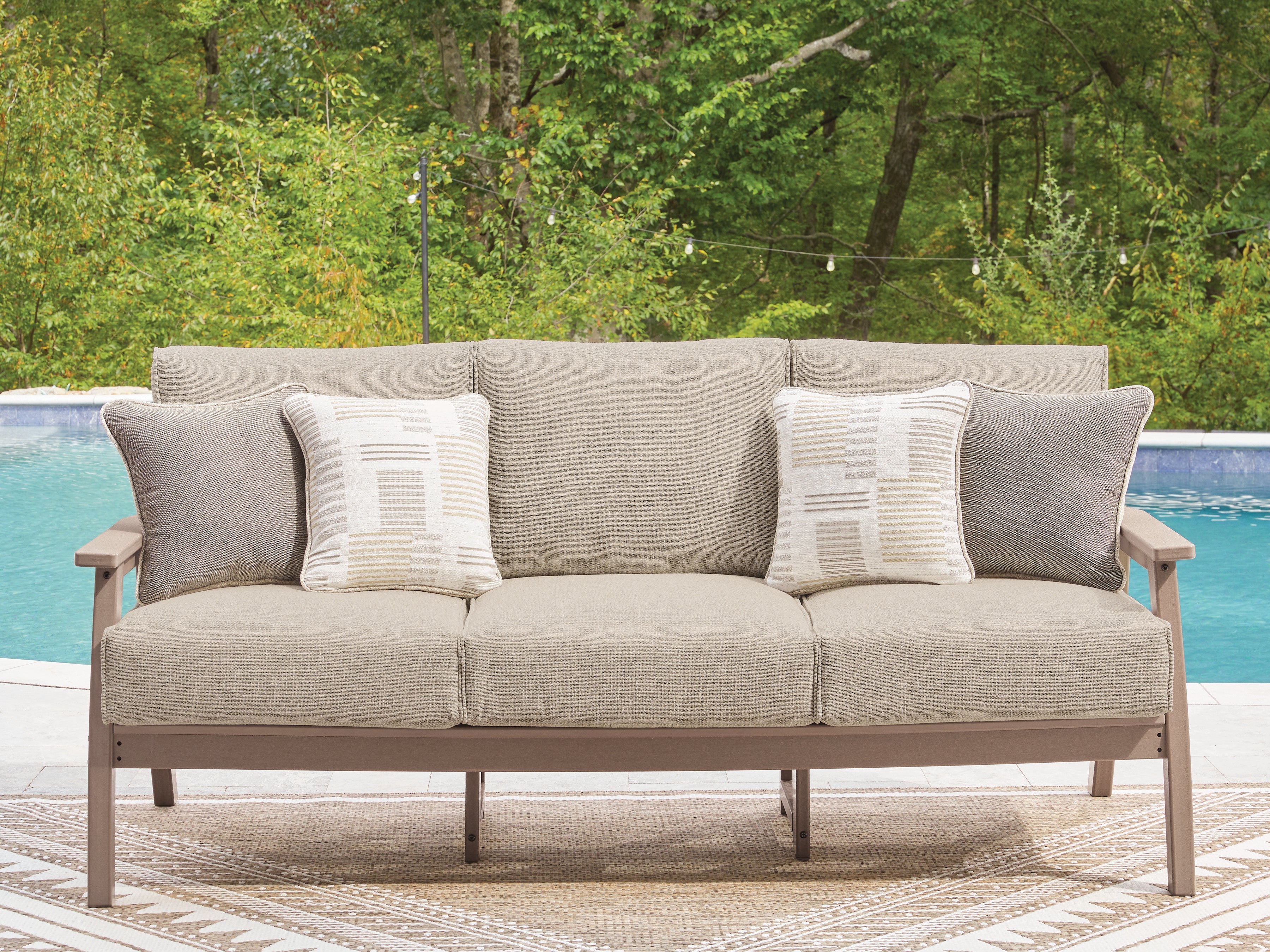 Orleans Furniture - Ashley Furniture - Grover Beach Outdoor - Sofa with Cushion / Driftwood - PCP422-838