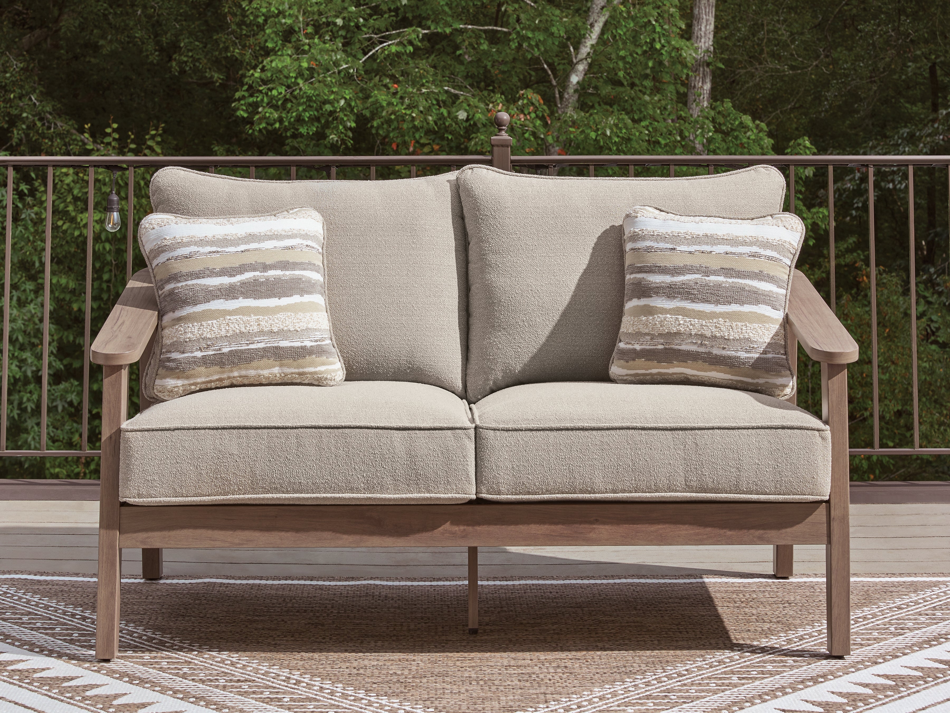 Orleans Furniture - Ashley Furniture - Harmony Headlands Outdoor - Loveseat w/Cushion / Natural/Gray - PCP428-835