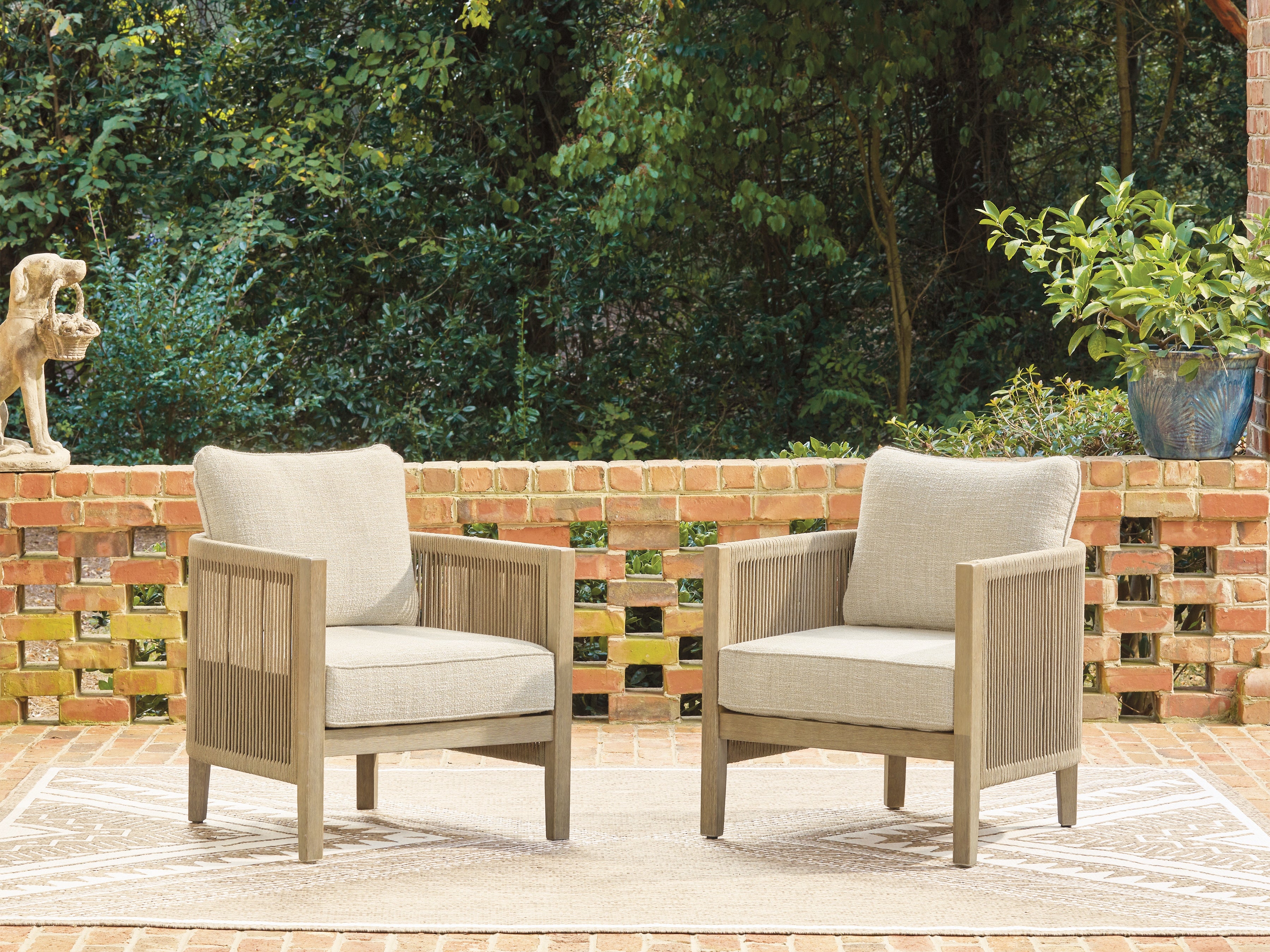 Orleans Furniture - Ashley Furniture - Spooners Cove Outdoor - Lounge Chair w/Cushion (Set of 2) / Beige - PCP469-820