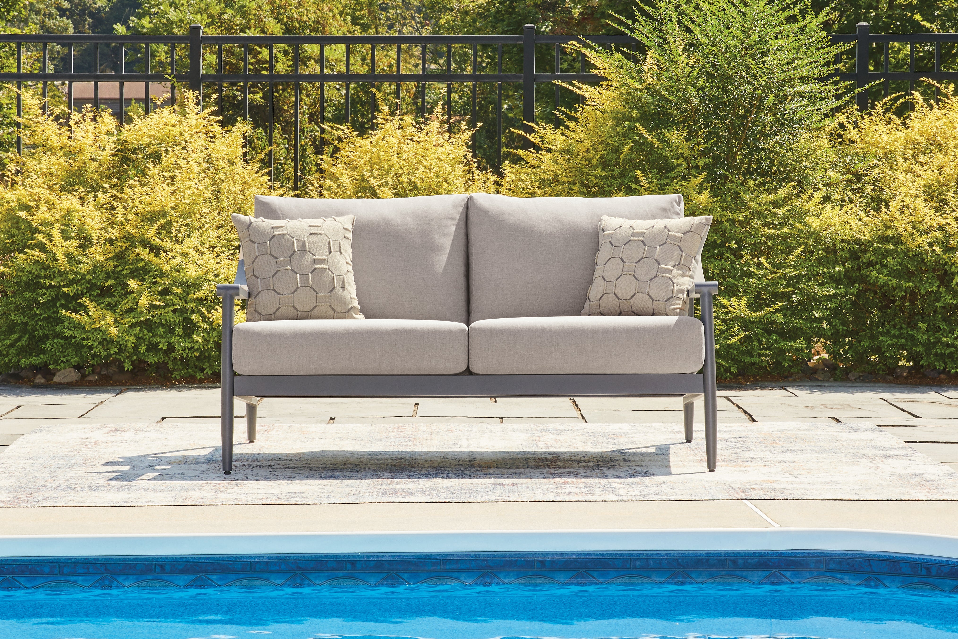 Orleans Furniture - Ashley Furniture - Ocean Beach Outdoor - Loveseat w/Cushion / Gray - PCP510-835