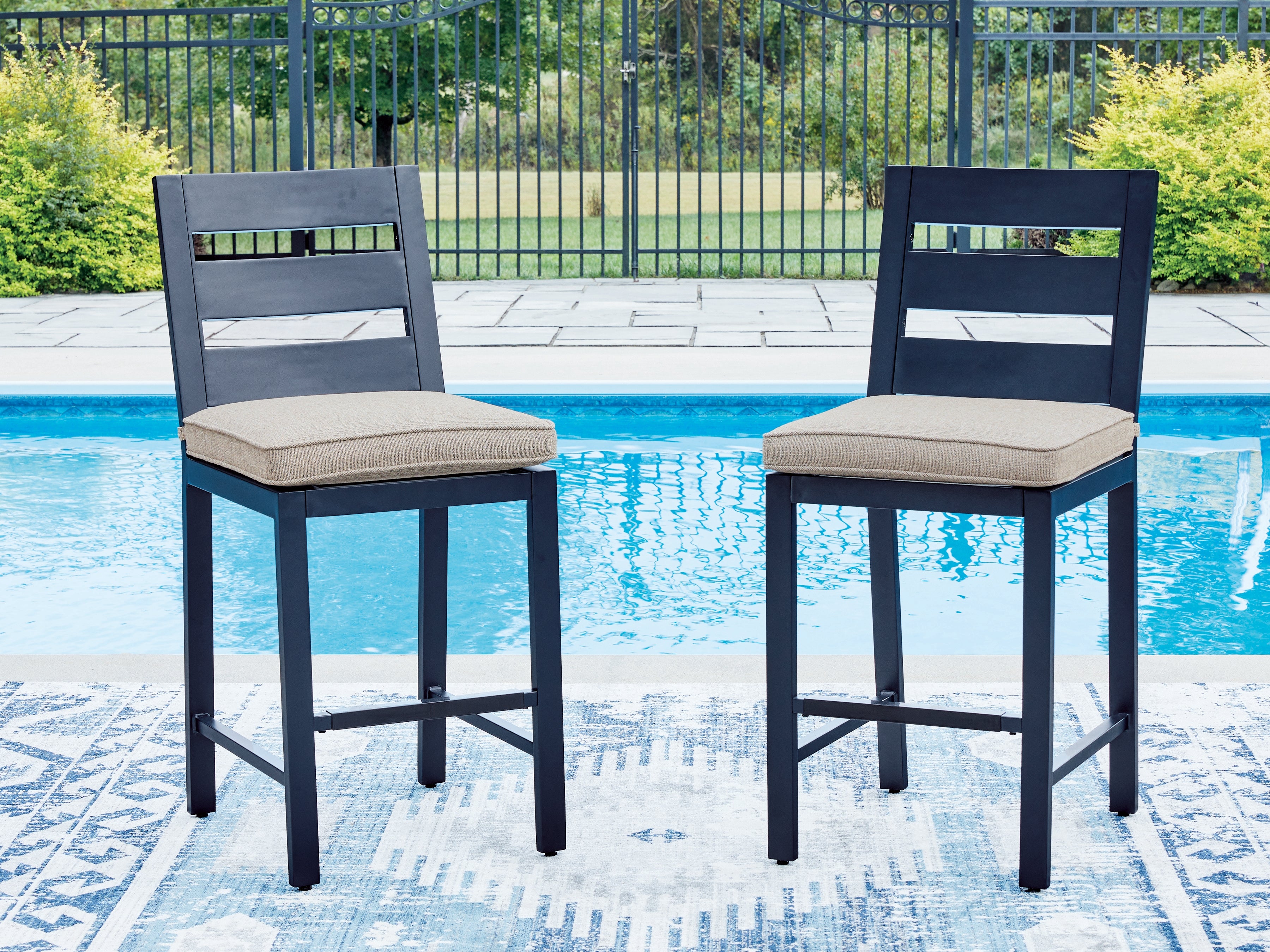 Orleans Furniture - Ashley Furniture - East Beach Outdoor - Barstool (Set of 2) / Navy Blue - PCP587-124