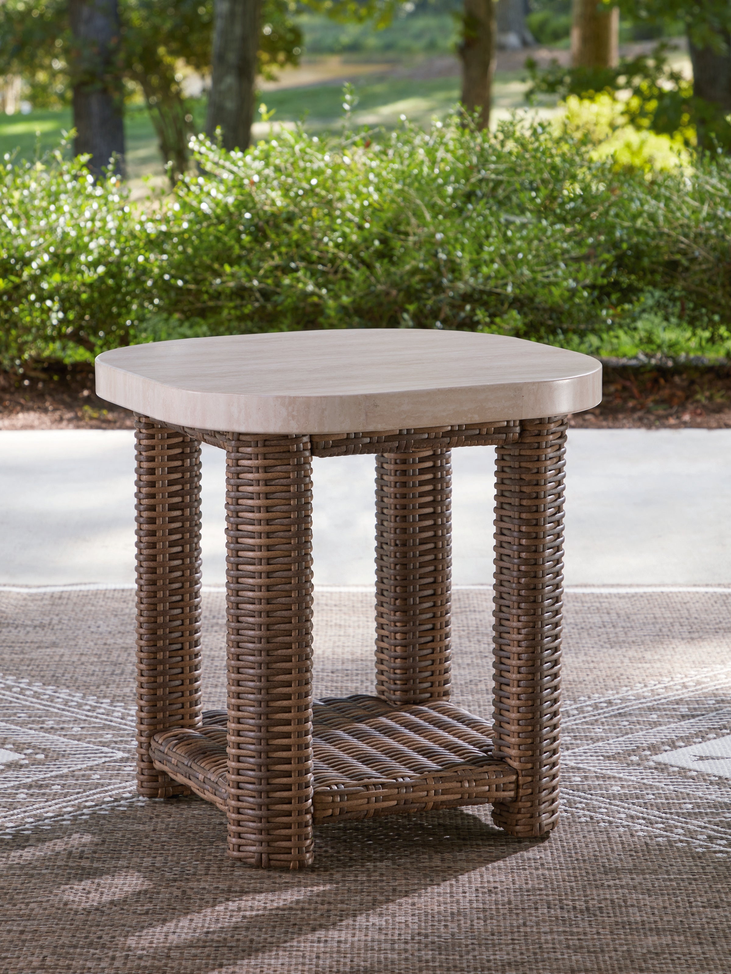 Orleans Furniture - Ashley Furniture - Dolan Creek Outdoor - Square End Table / Beige/Brown - PCP610-702
