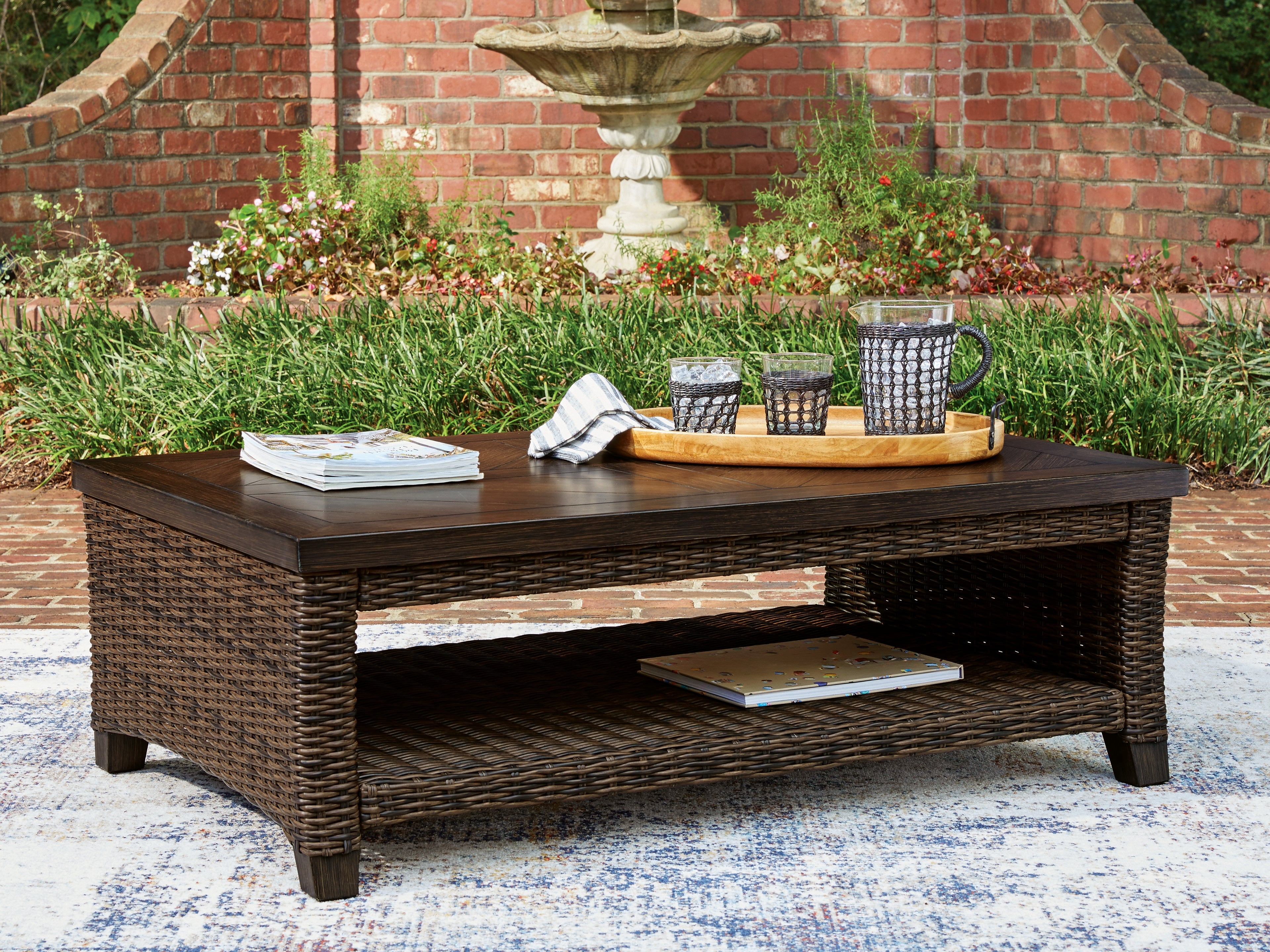 Orleans Furniture - Ashley Furniture - Monterey Point Outdoor - Rectangular Cocktail Table / Dark Brown - PCP760-701
