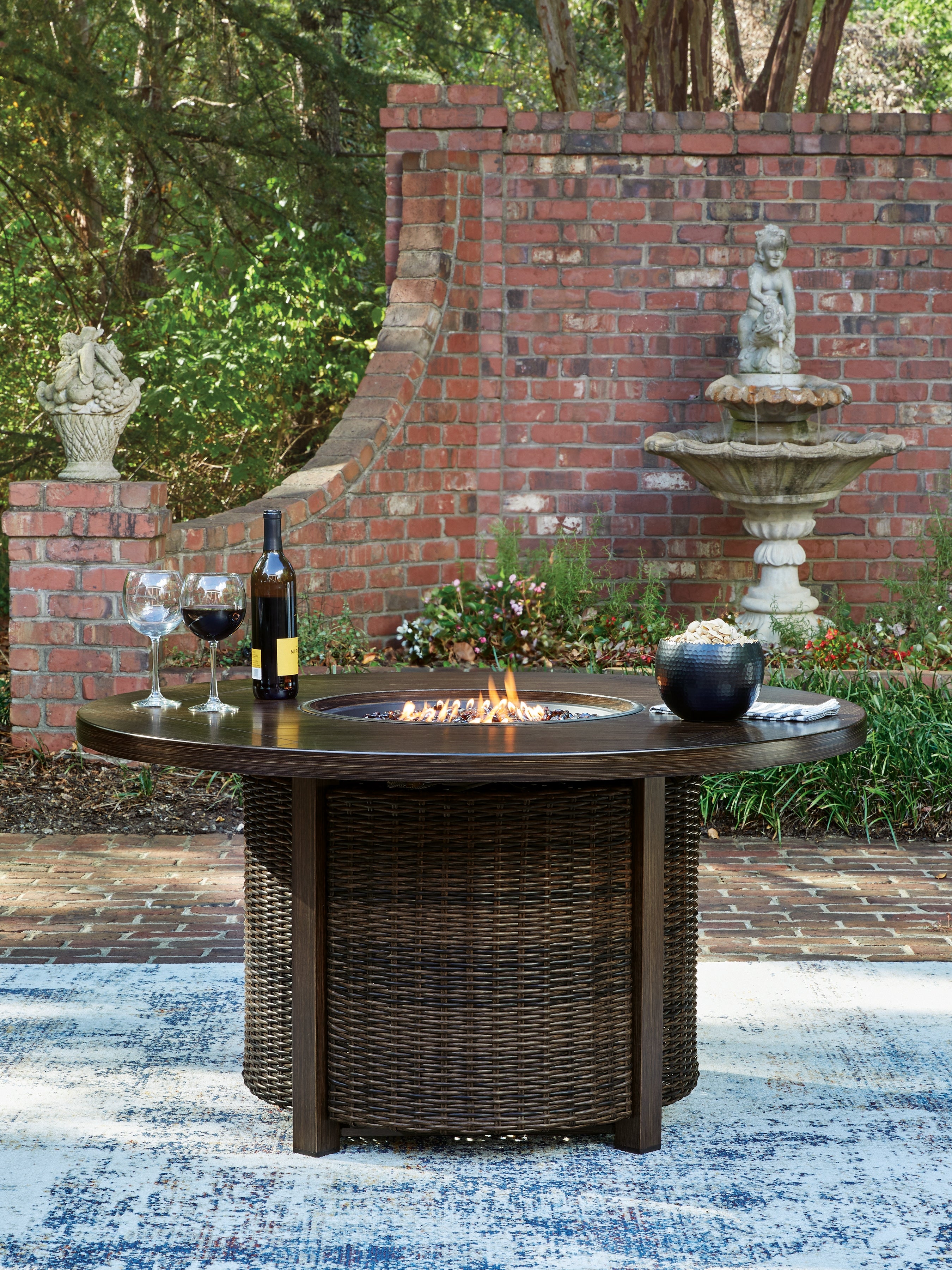 Orleans Furniture - Ashley Furniture - Monterey Point Outdoor - Round Fire Pit Table / Dark Brown - PCP760-776