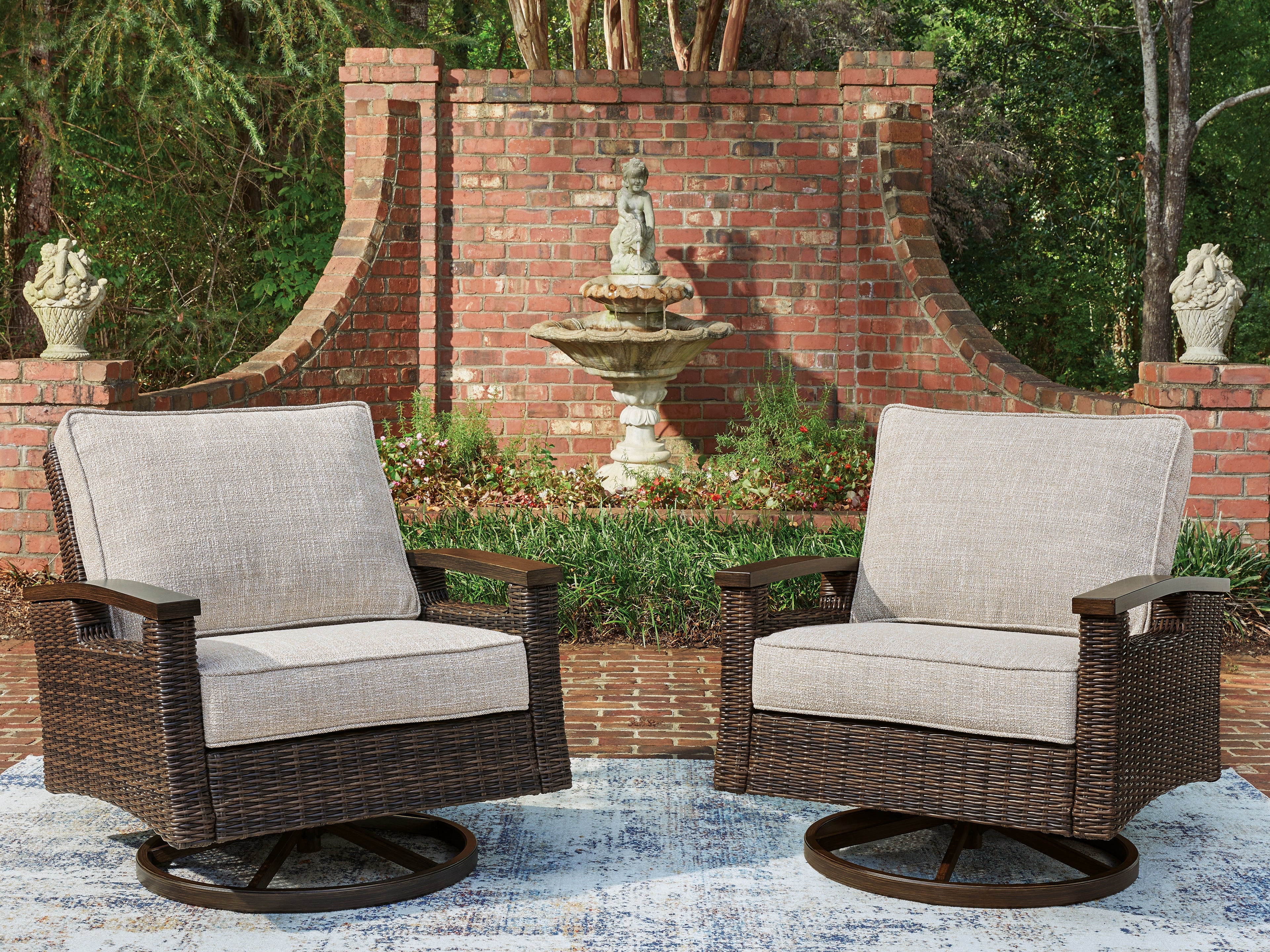 Orleans Furniture - Ashley Furniture - Monterey Point Outdoor - Swivel Lounge Chair (Set of 2) / Dark Brown - PCP760-821