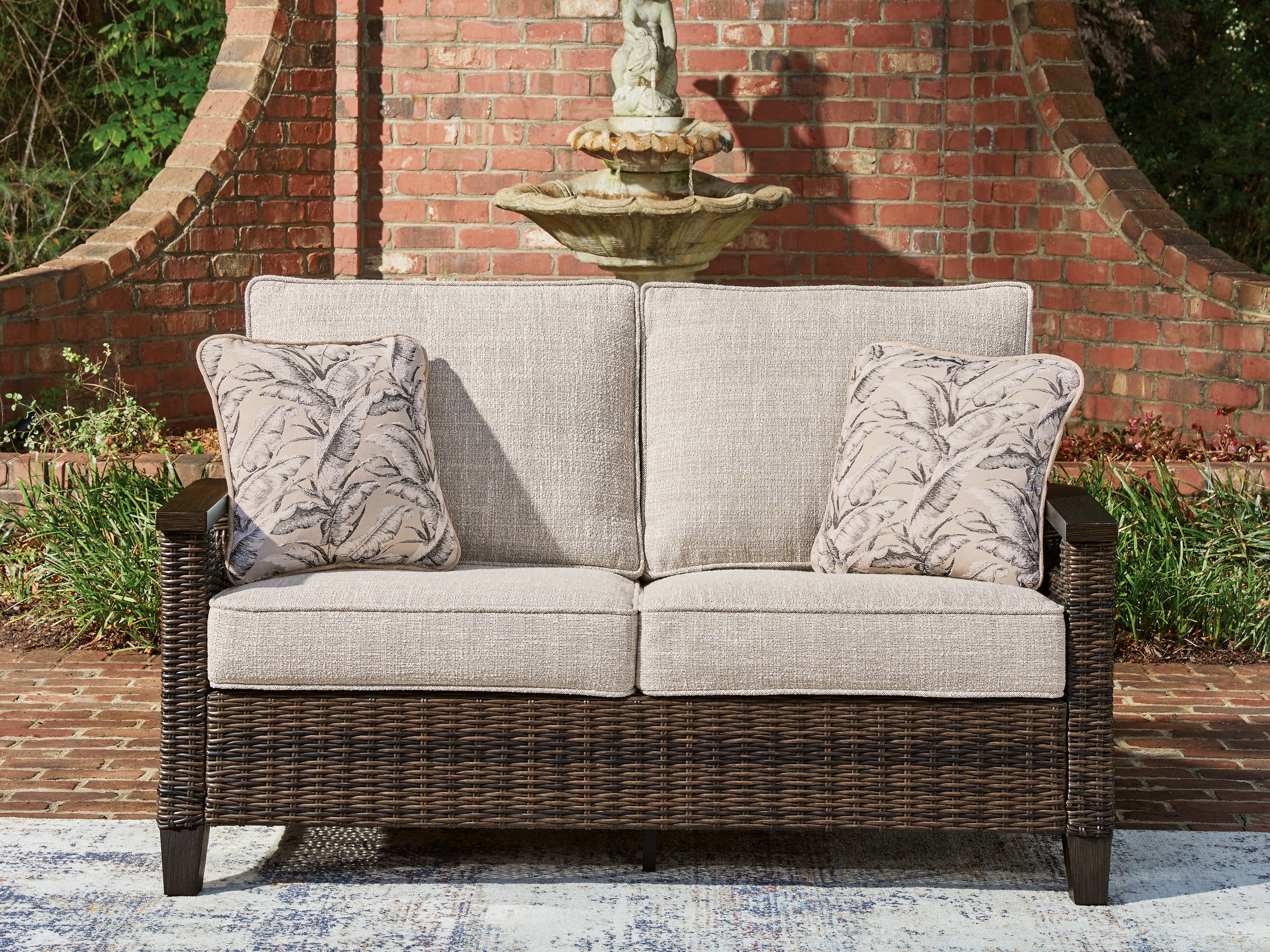 Orleans Furniture - Ashley Furniture - Monterey Point Outdoor - Loveseat w/Cushion / Dark Brown - PCP760-835