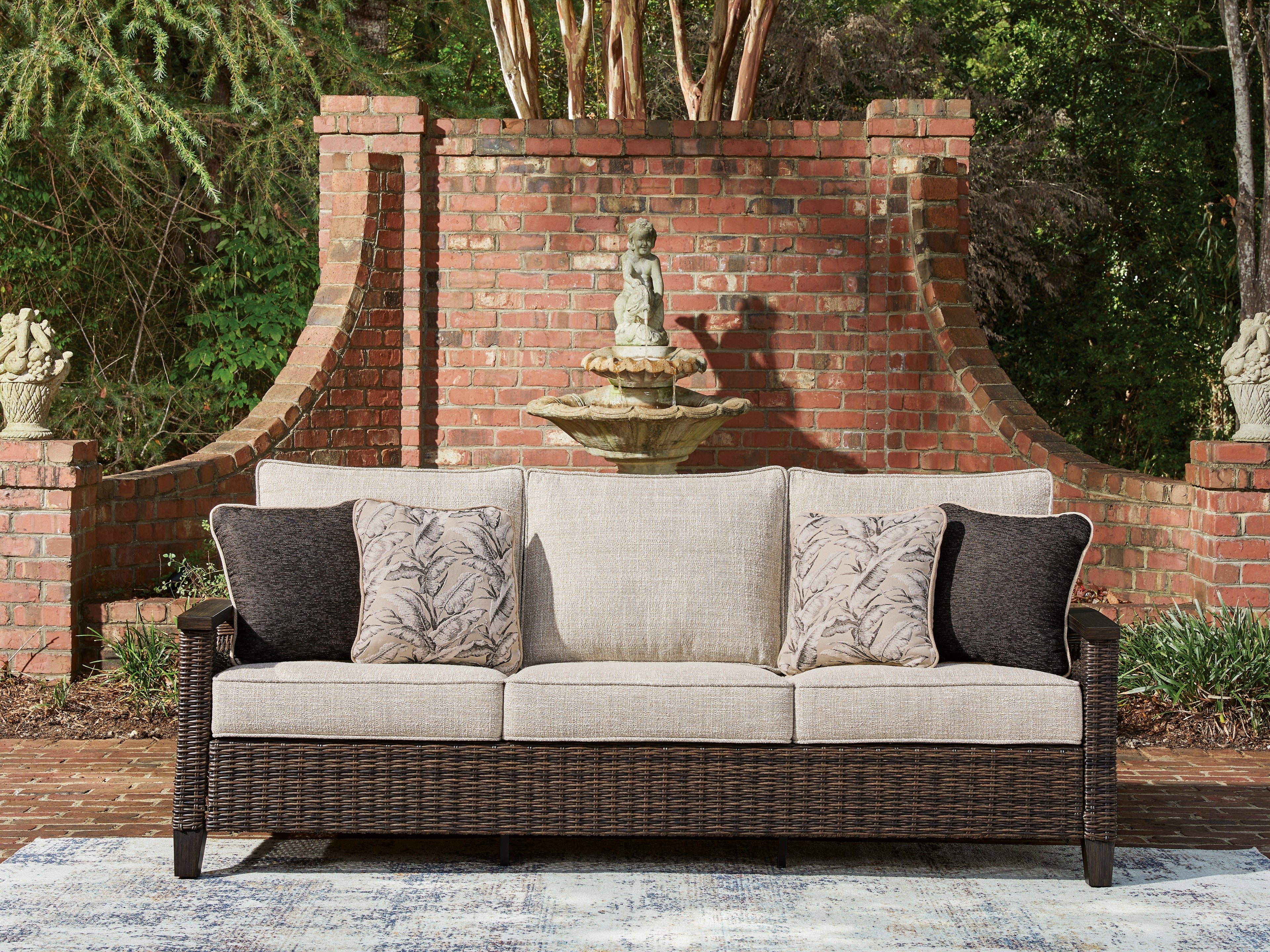 Orleans Furniture - Ashley Furniture - Monterey Point Outdoor - Sofa with Cushion / Dark Brown - PCP760-838