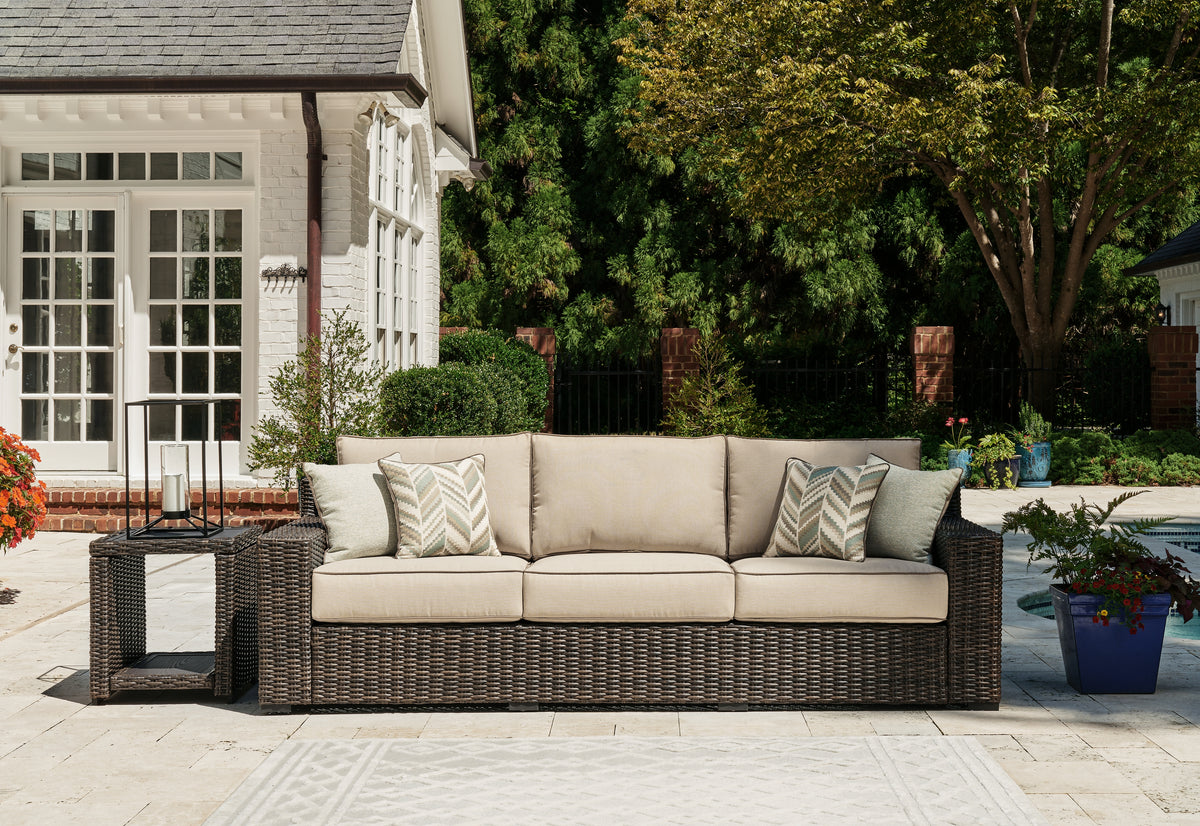 Orleans Furniture - Ashley Furniture - Coastline Bay Outdoor - Sofa with Cushion / Brown - P784-838