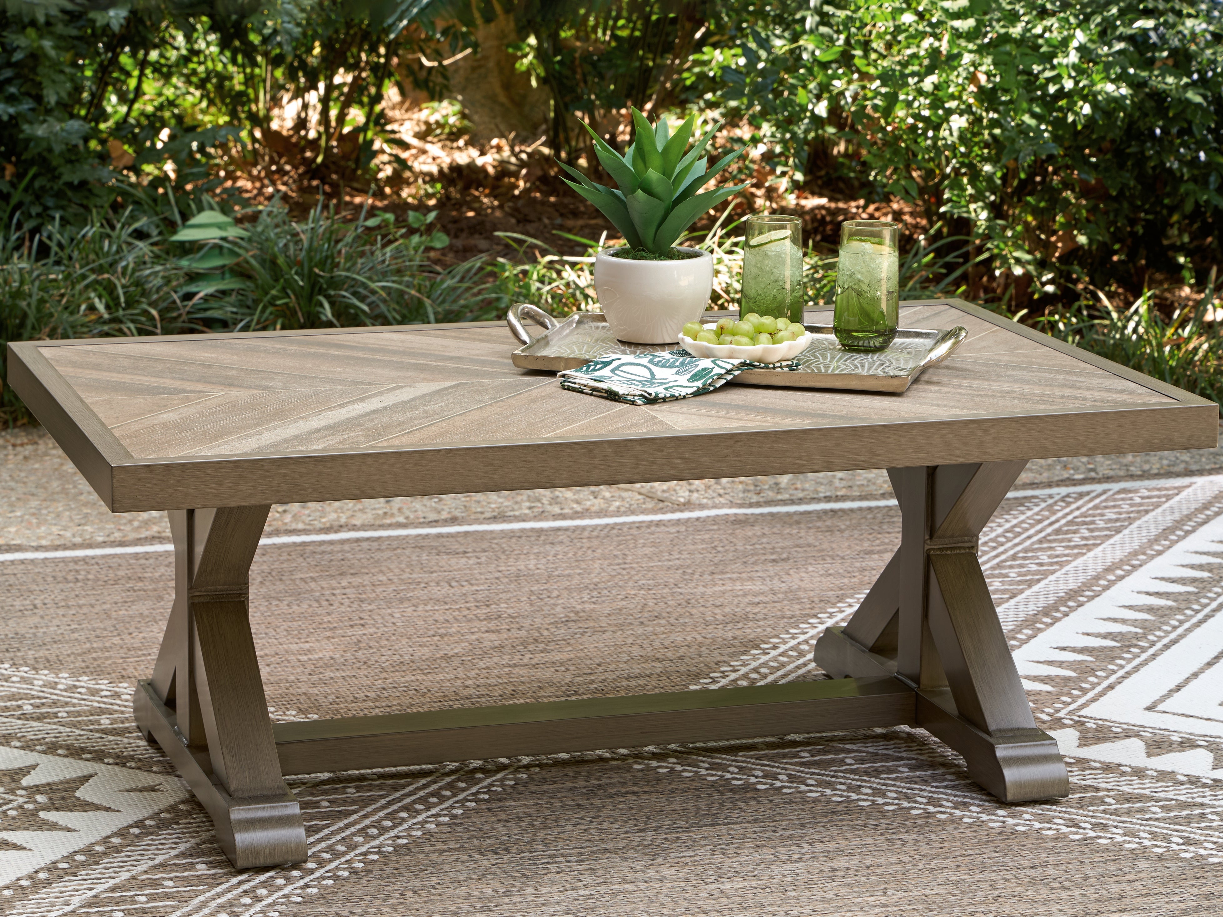 Orleans Furniture - Ashley Furniture - Laguna Heights Outdoor - Rectangular Cocktail Table / Beige - PCP790-701