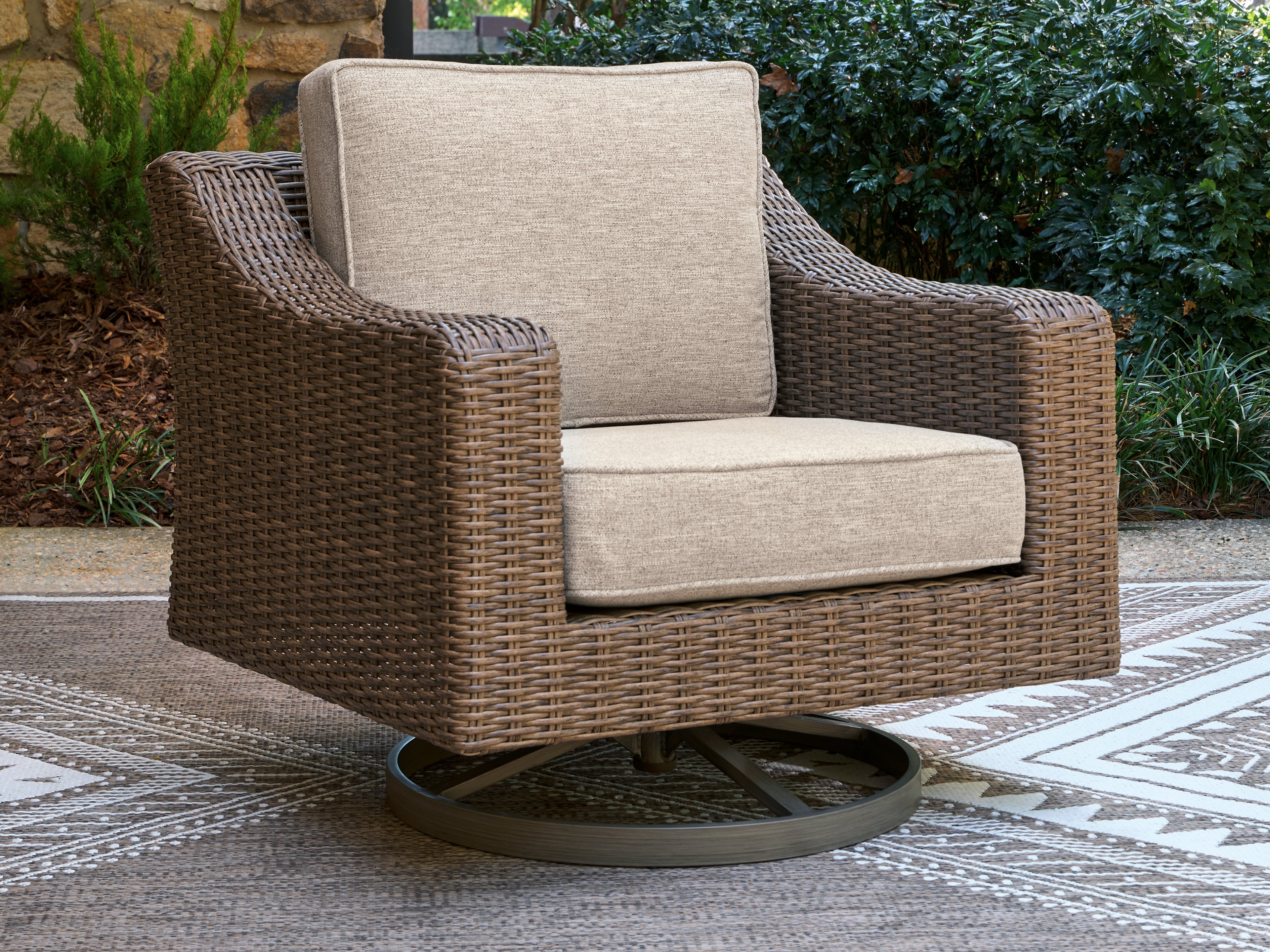 Orleans Furniture - Ashley Furniture - Laguna Heights Outdoor - Swivel Lounge w/ Cushion / Beige - PCP790-821