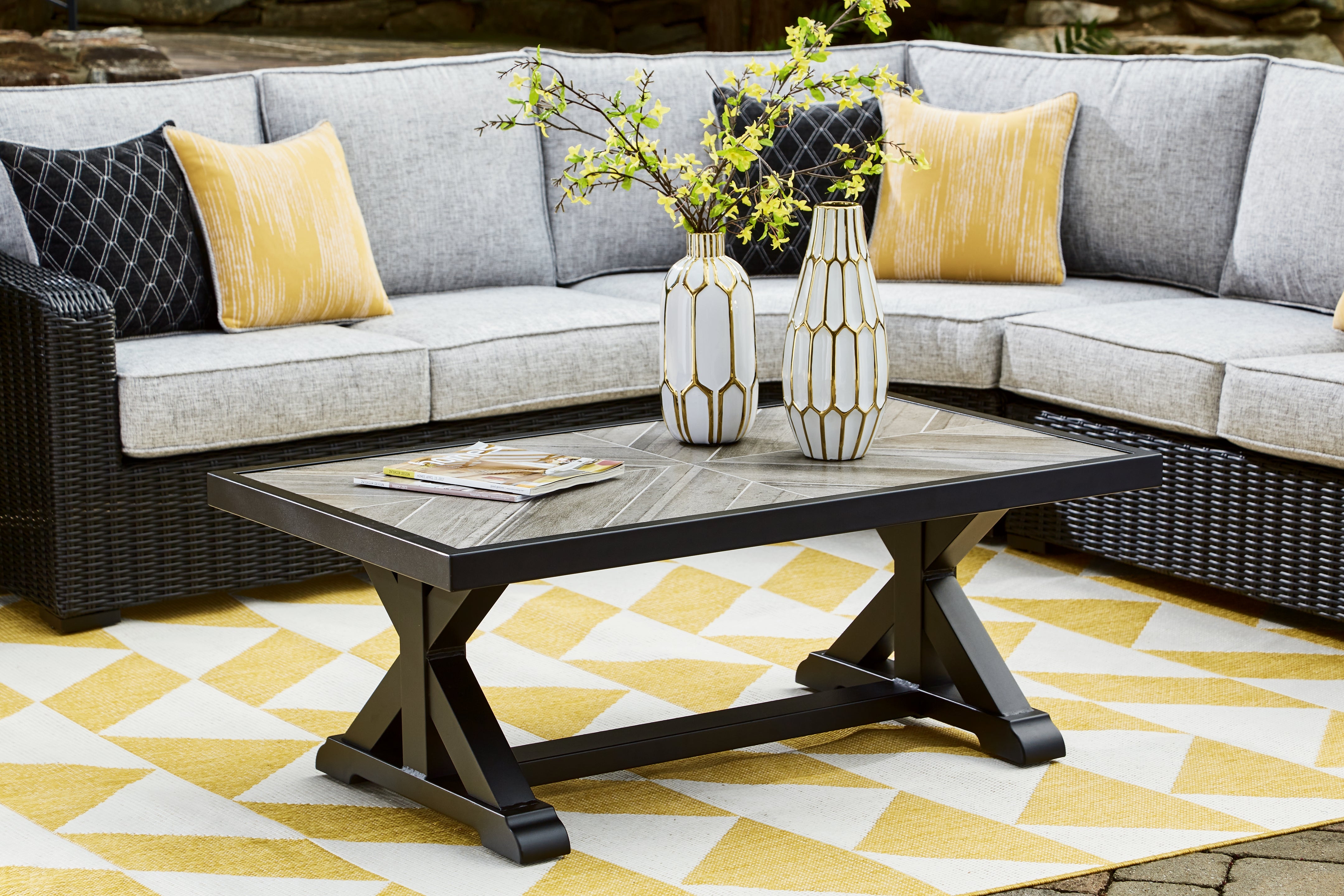 Orleans Furniture - Ashley Furniture - Beachcroft Outdoor - Rectangular Cocktail Table / Black/Light Gray - P792-701