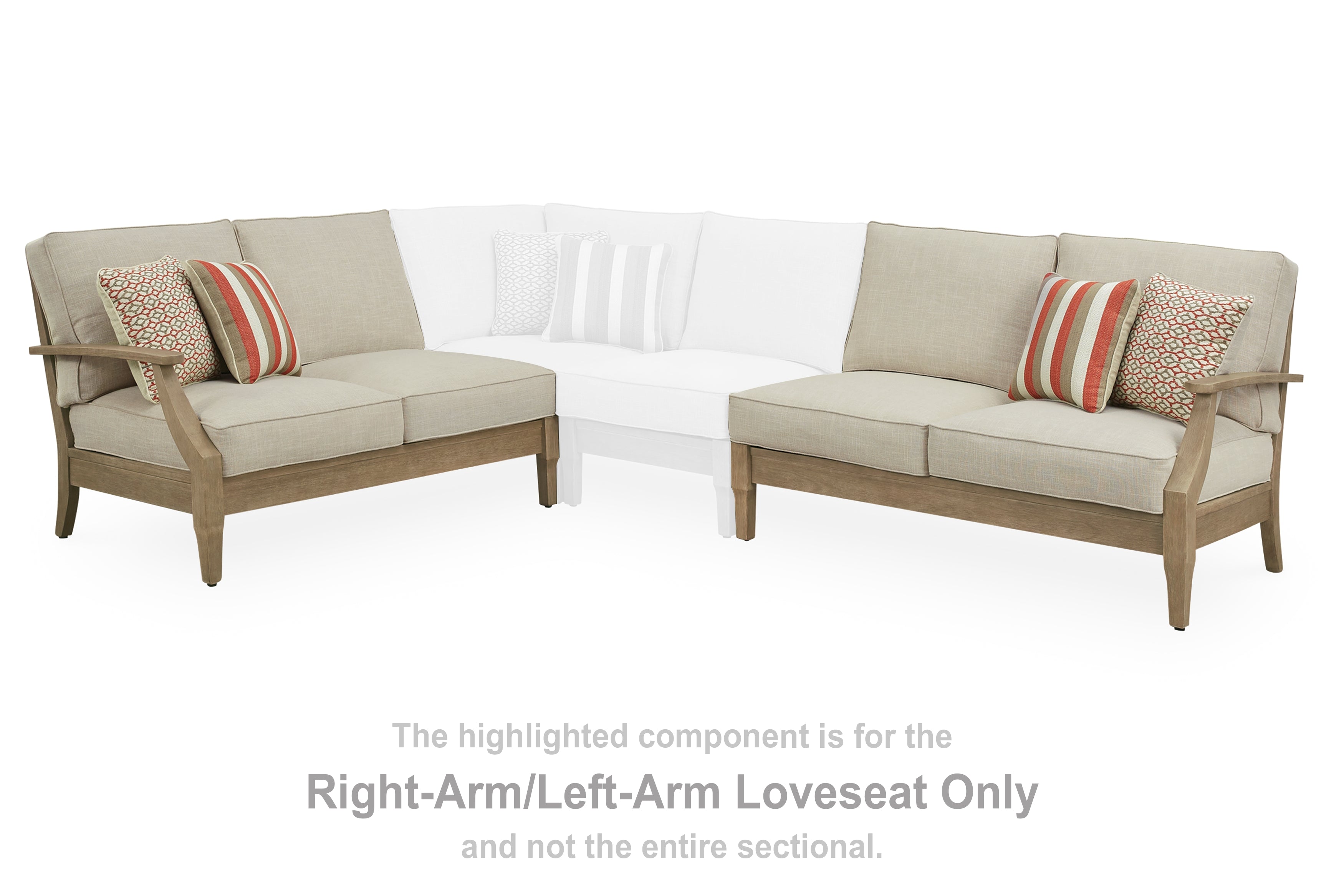 Orleans Furniture - Ashley Furniture - Clare View Outdoor - RAF/LAF Loveseat w/CUSH (Set of 2) / Beige - P801-854