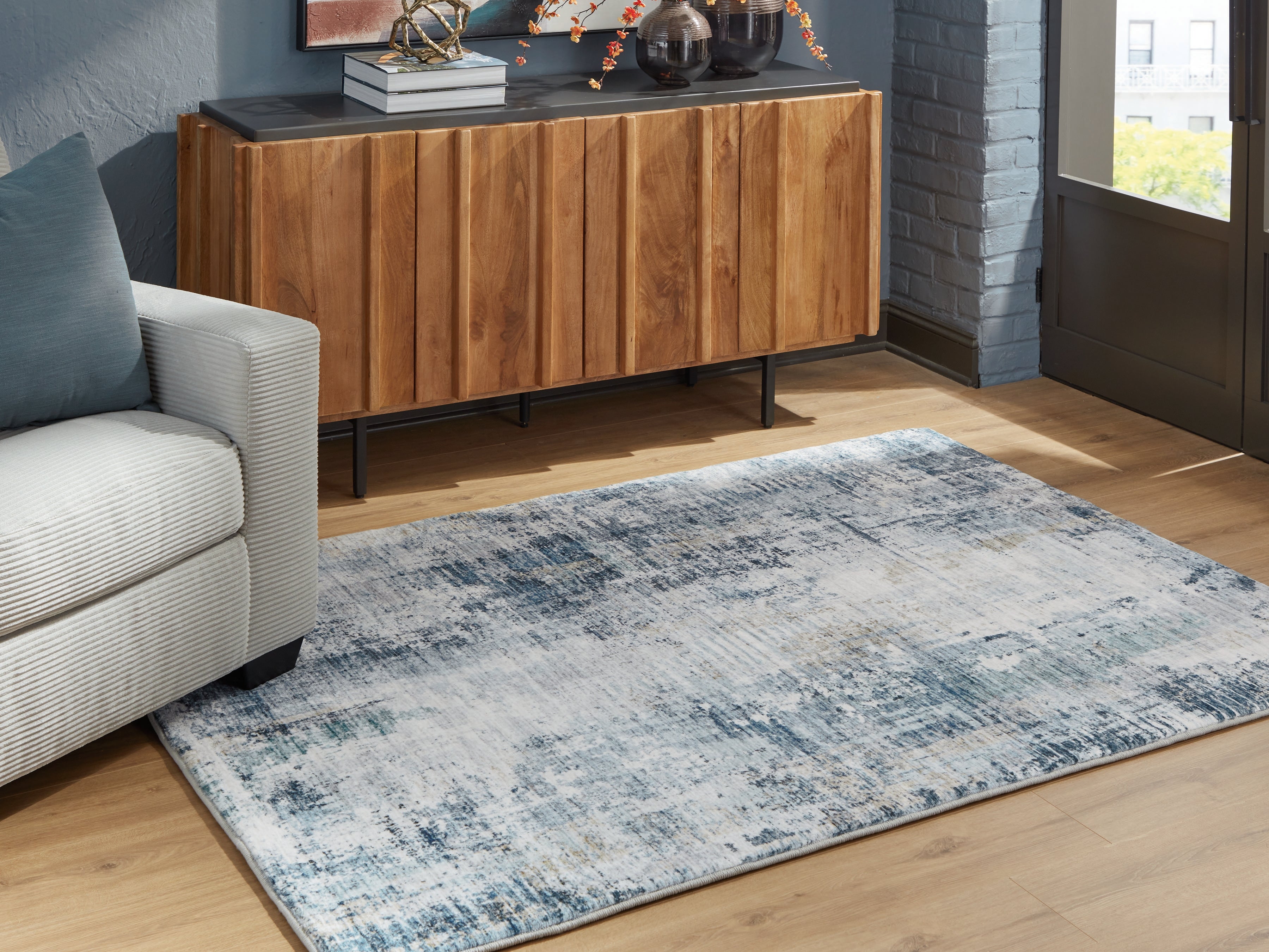 Orleans Furniture - Ashley Furniture - Arlenmont Rug - 5' x 7' Area Rug / Blue/White/Brown - R407482