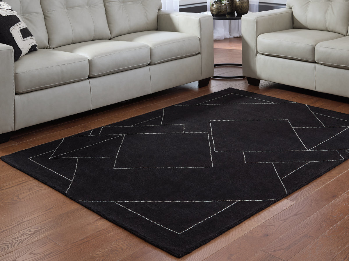 Orleans Furniture - Ashley Furniture - Marav Rug - 5' x 7' Area Rug / Black/White - R407532
