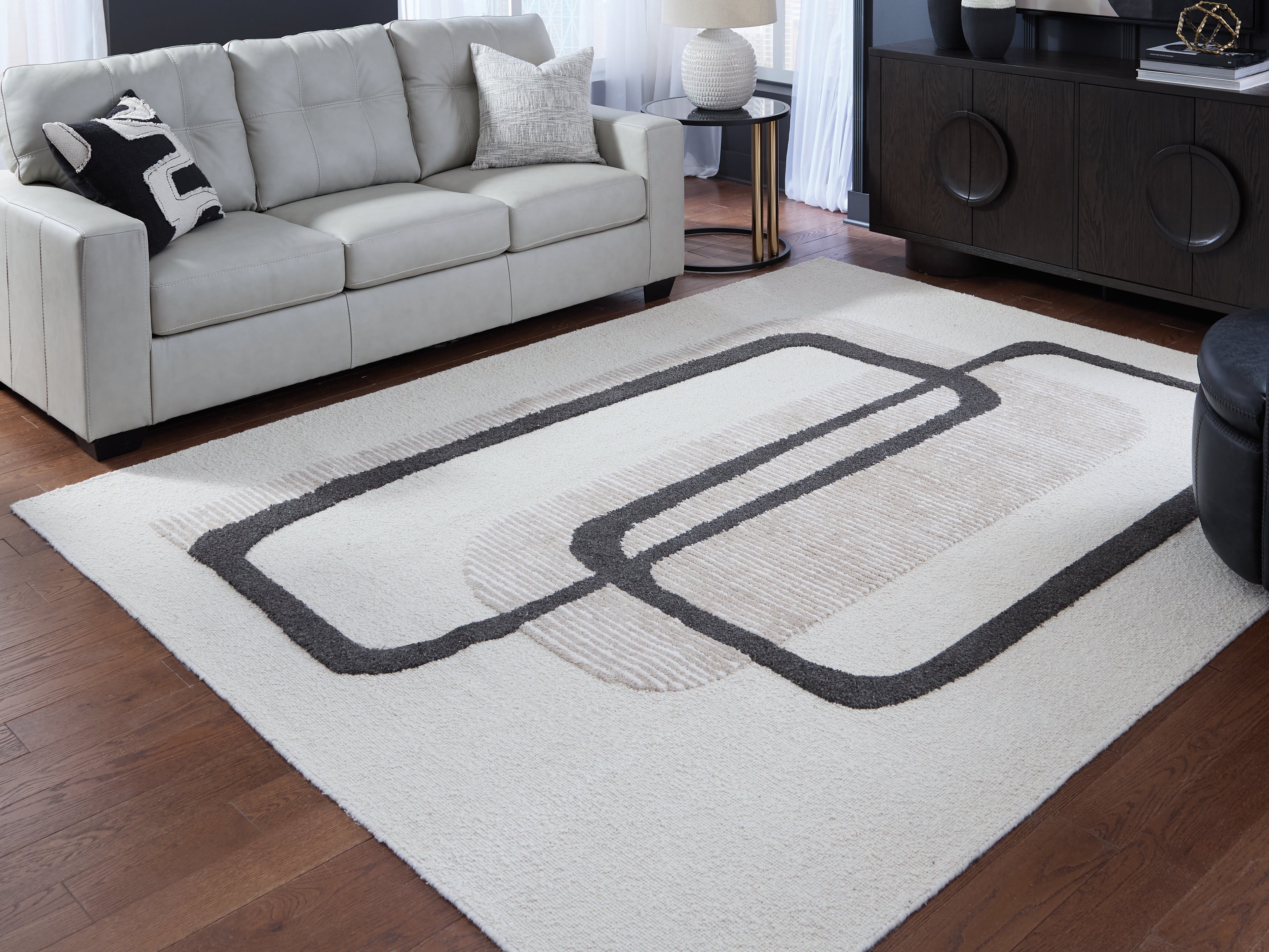 Orleans Furniture - Ashley Furniture - Davismour Rug - 7'8" x 10' Area Rug / Ivory/Taupe/Charcoal - R407561