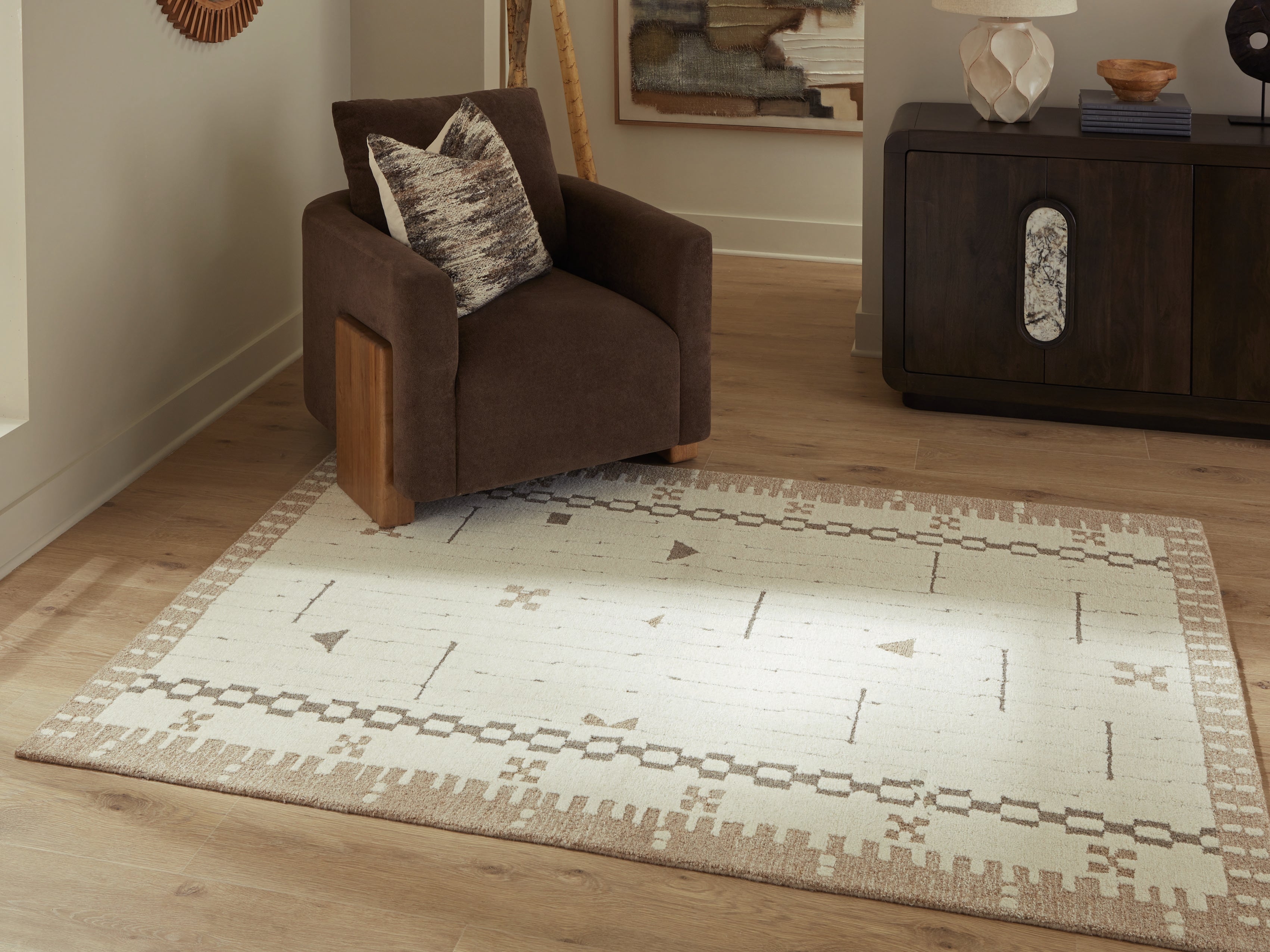 Orleans Furniture - Ashley Furniture - Dot Rug - 5' x 7' Area Rug / Cream/Brown/Taupe - R407652